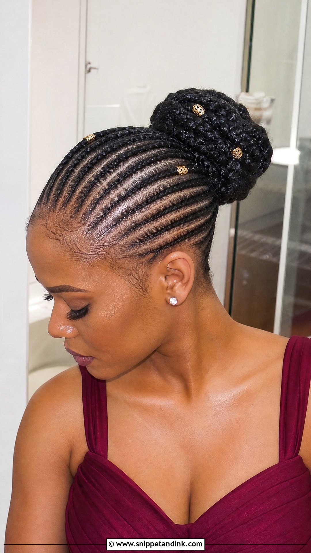 Cornrow Bun - Snippet and Ink - 20 Natural Hairstyles for Wedding Guest