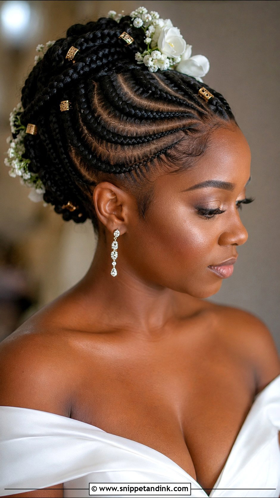 Cornrow Updo Wedding Hairstyle - Snippet and Ink - 20 Natural Hairstyles for Brides