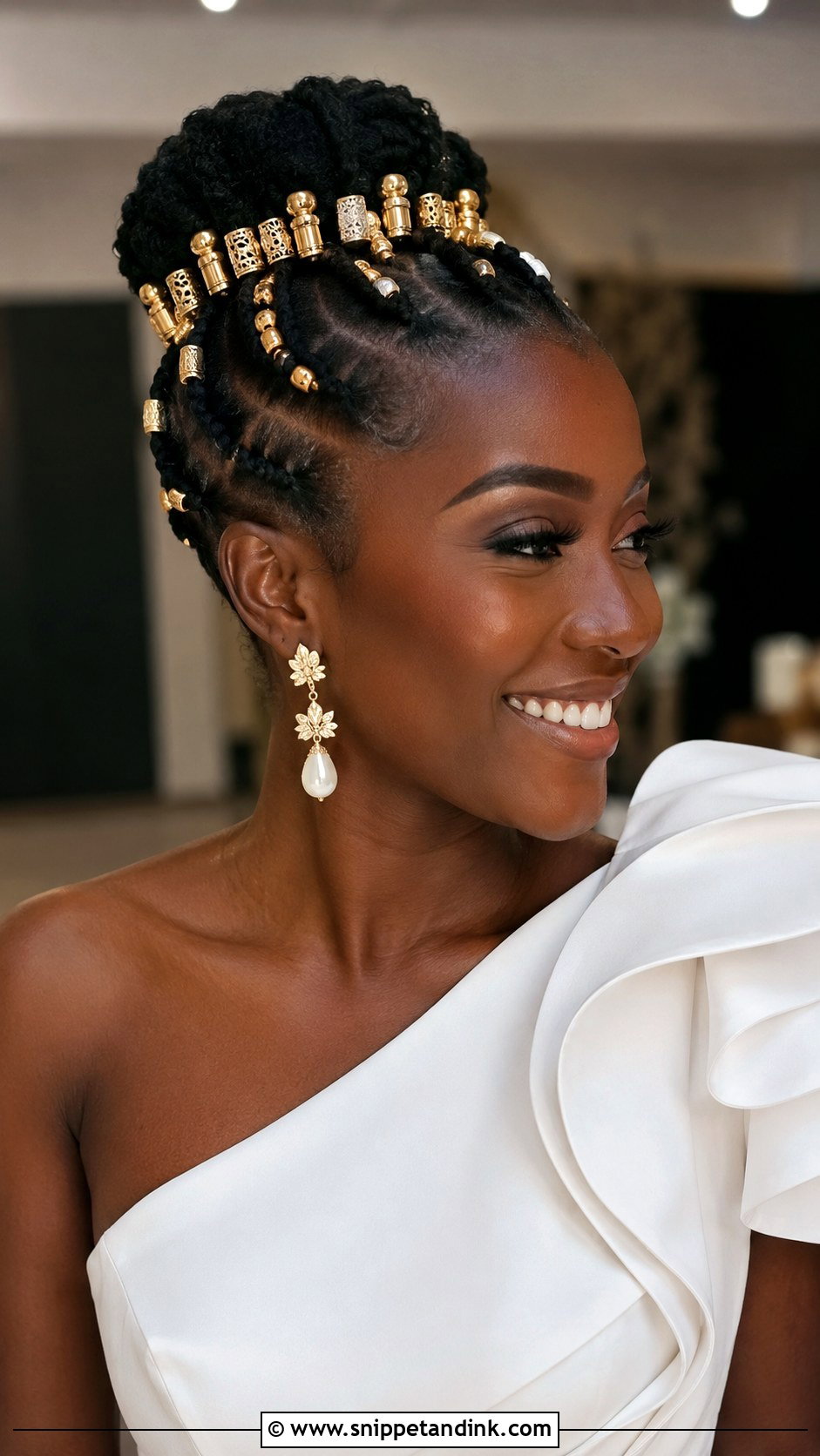 Cornrow Updo With Beads - Snippet and Ink - 20 Natural Hair Styles for Wedding