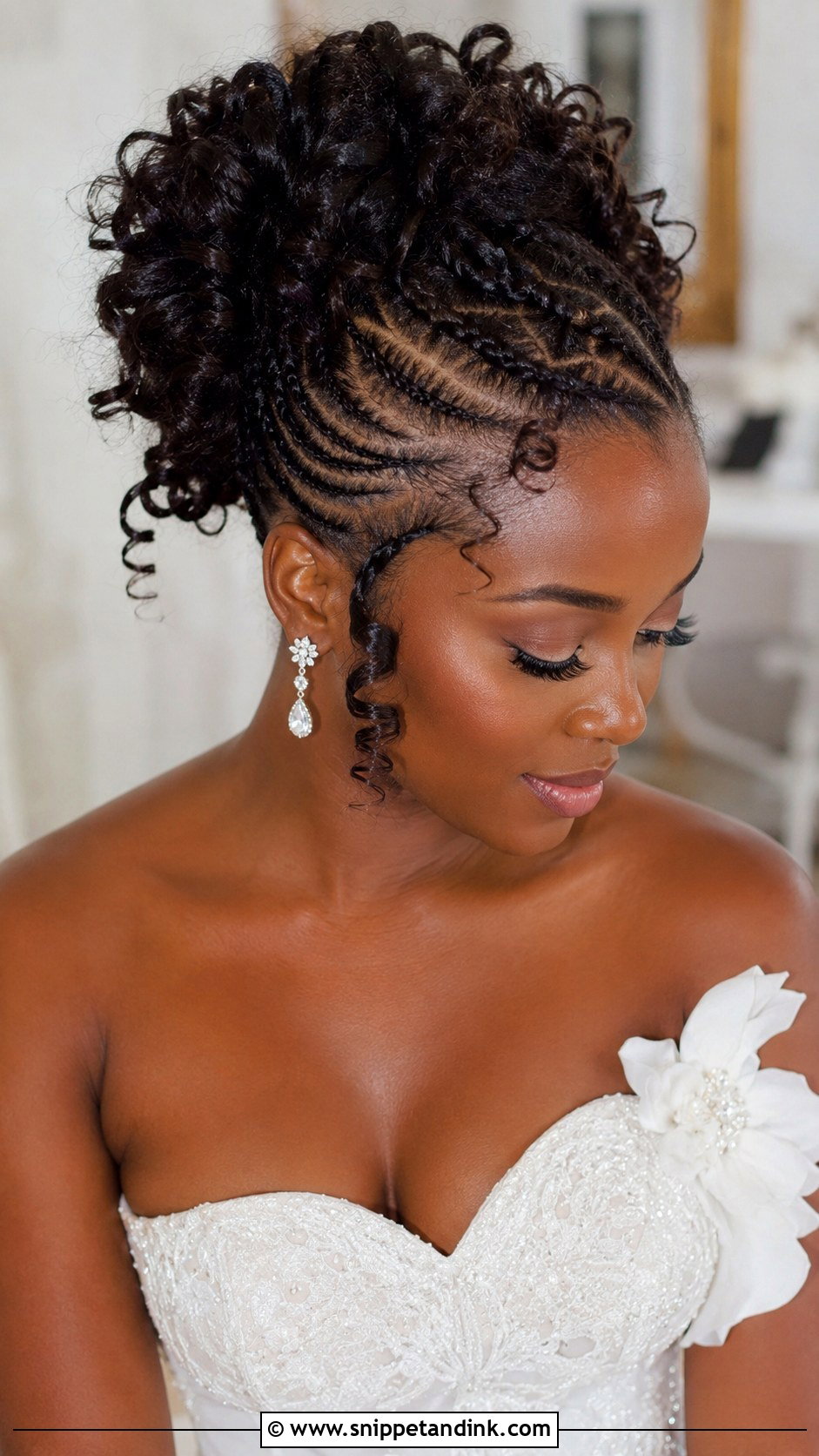 Cornrow Updo With Curls - Snippet and Ink - 20 Braided Wedding Hairstyles Black Women