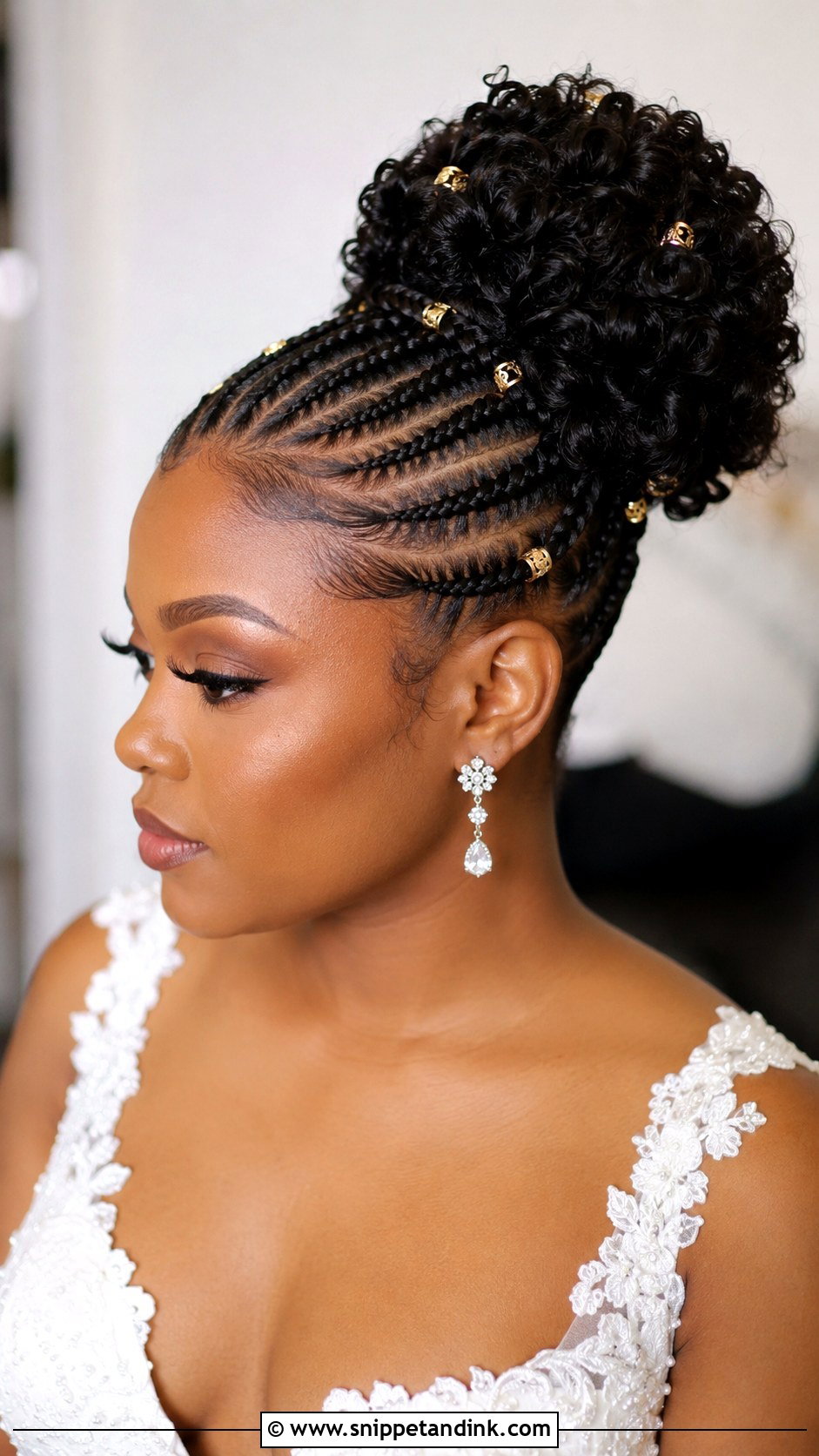 Cornrow Updo With Curls - Snippet and Ink - 25 Natural Bridal Hairstyles Black Women