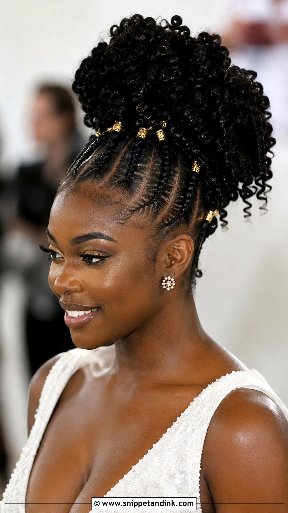 Cornrow Updo With Curls - Snippet and Ink - 30 Black Bridal Hairstyles
