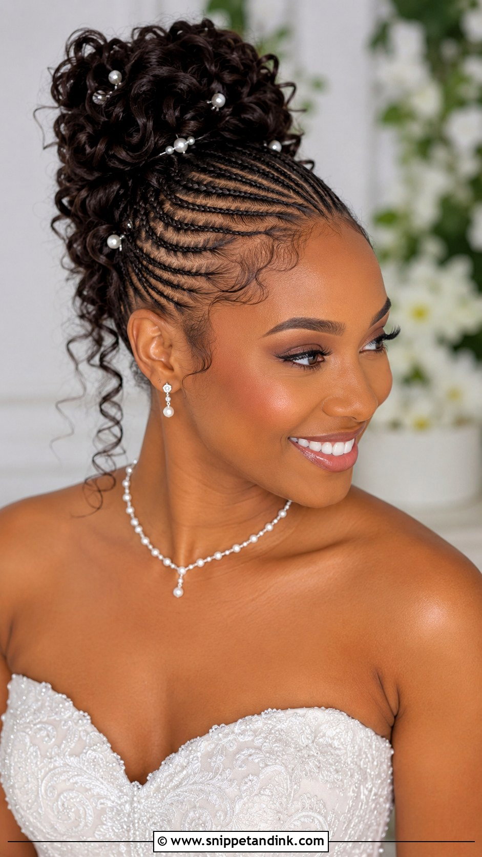 Cornrow Updo With Curls - Snippet and Ink - 20 Afro Wedding Hairstyles Brides