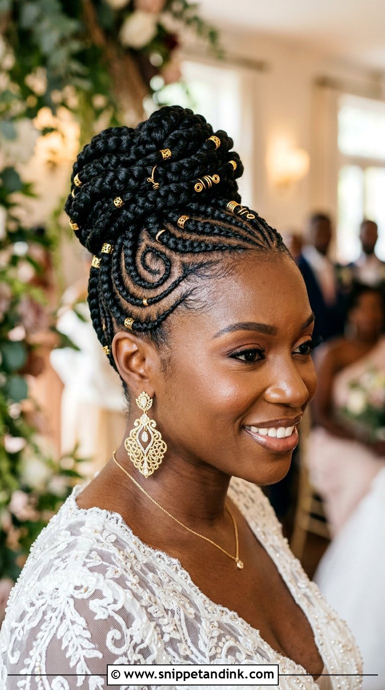 Cornrow Updo for Black Brides - Snippet and Ink - 20 Braids for Wedding Hair Black Women