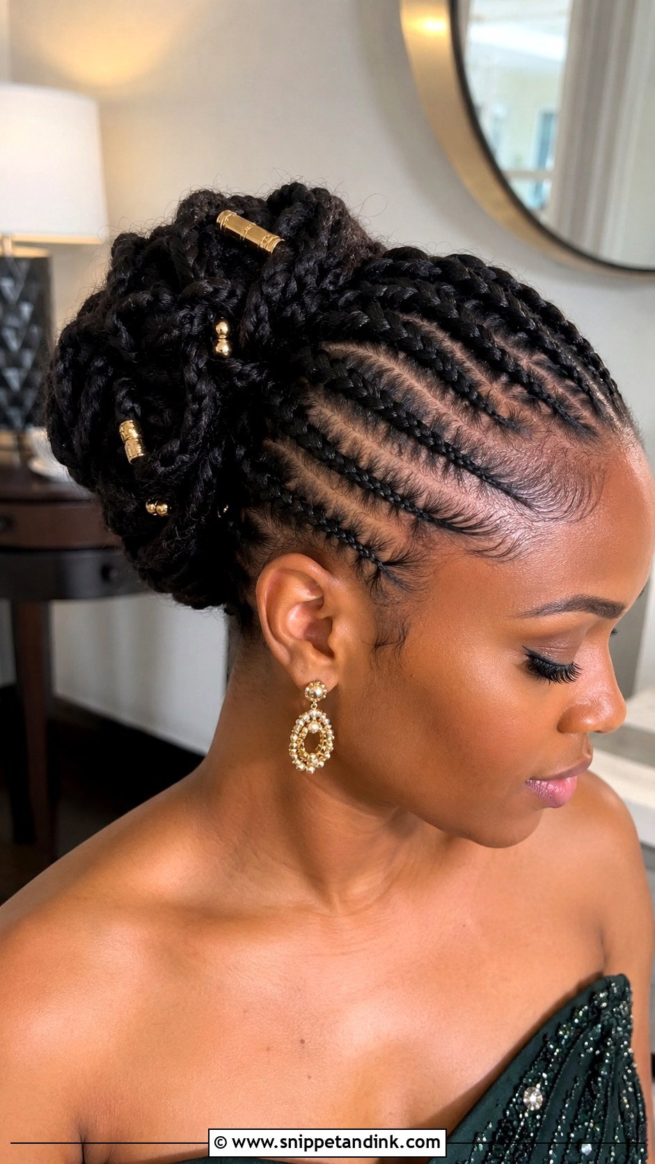 Cornrow Updo for Black Women - Snippet and Ink - 25 Wedding Guest Hairstyles Black Women