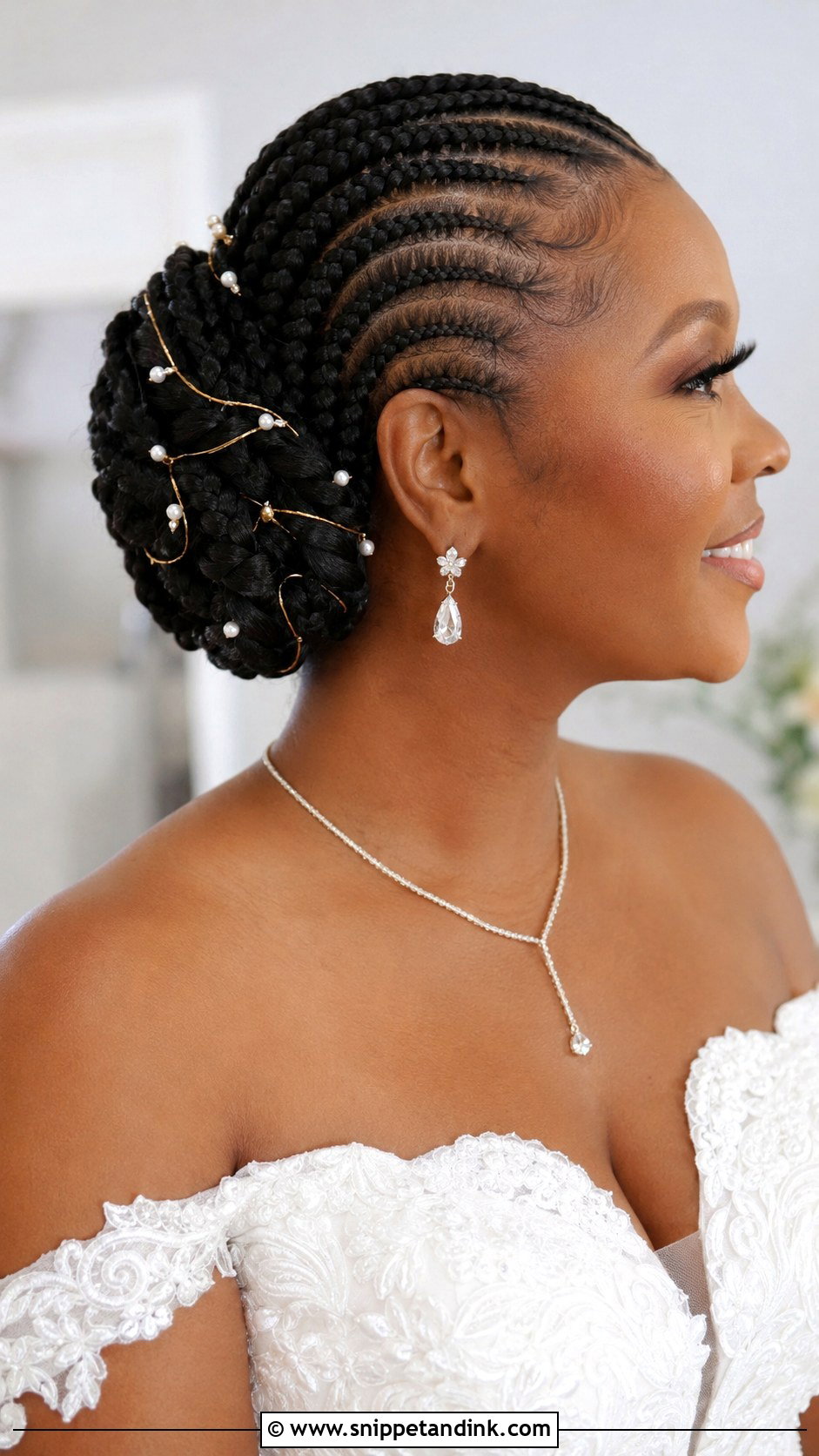 Cornrow Updo for Wedding Day - Snippet and Ink - 20 Black Hair Bride Ideas