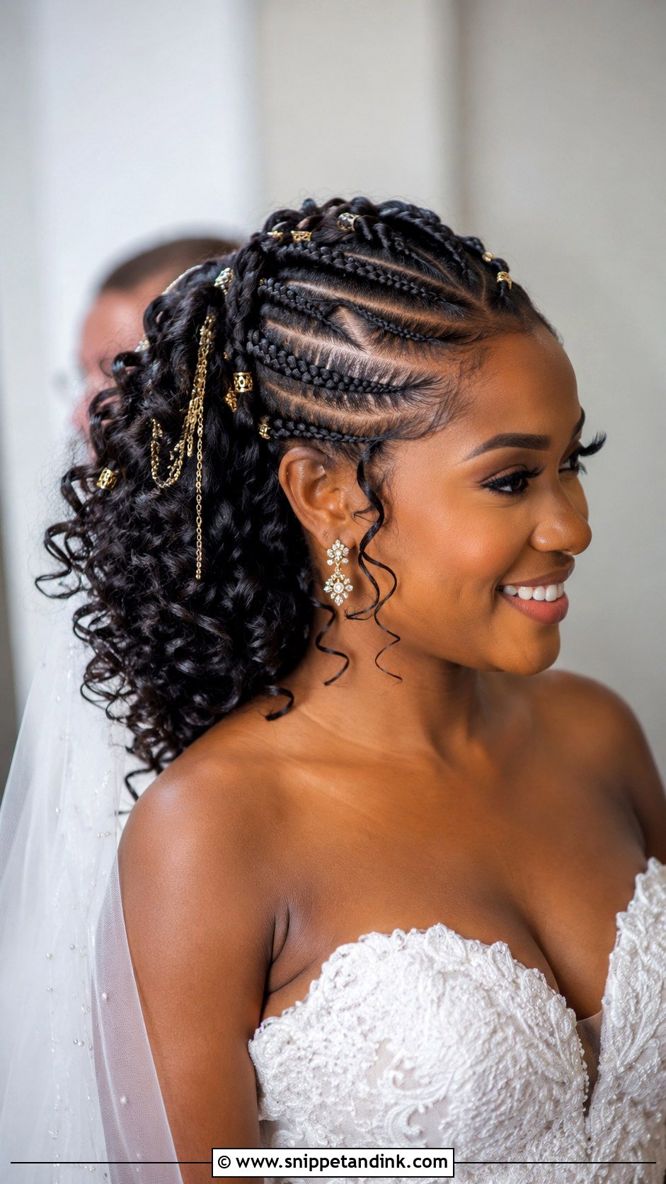 Cornrow Updo with Curls - Snippet and Ink - 25 Black Wedding Hairstyles for Bride
