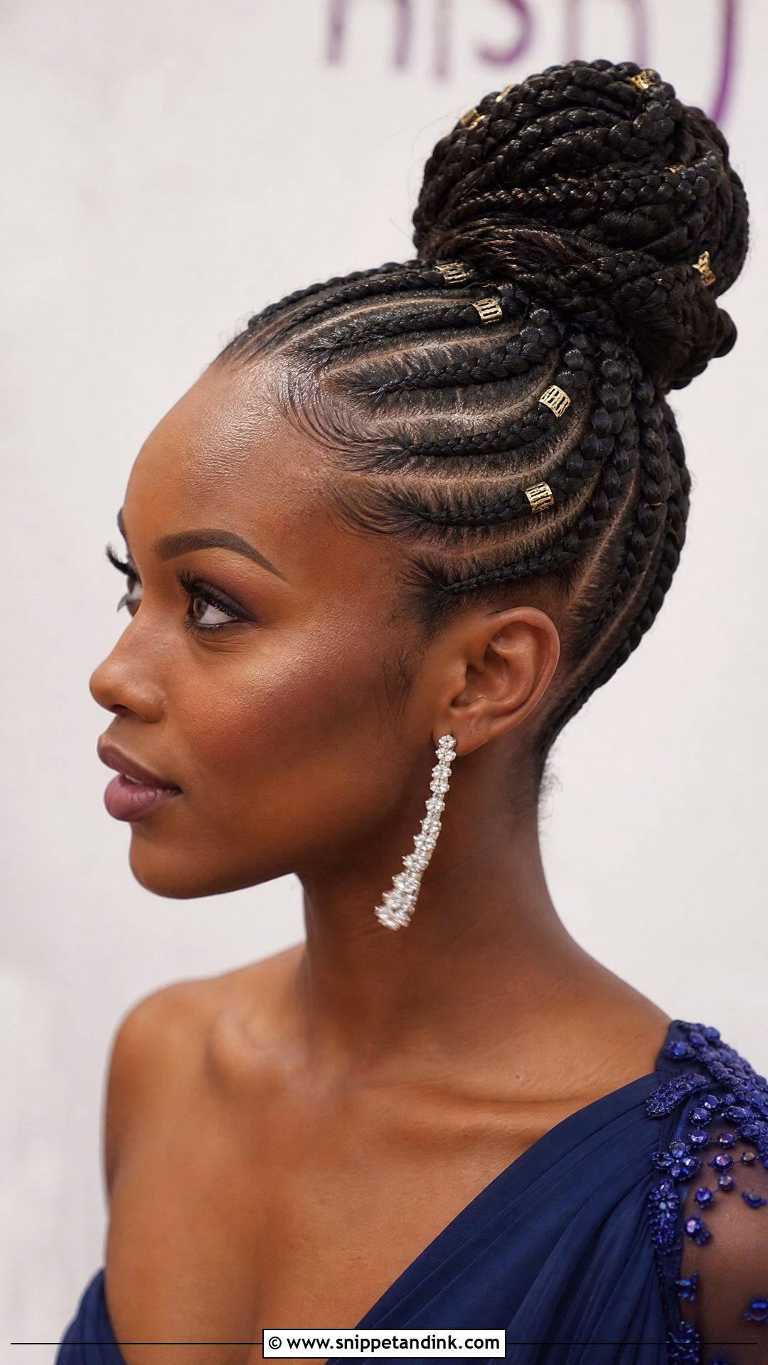 Cornrow Updo - Snippet and Ink - 20 Braided Hairstyles for Wedding Guest