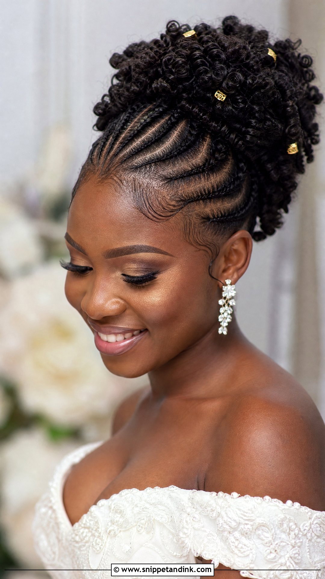 Cornrow and Curly Updo Combination - Snippet and Ink - 20 African Bridal Hairstyles