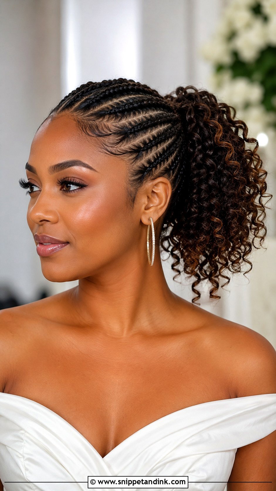 Cornrows Into Curly Ponytail - Snippet and Ink - 30 Black Bridal Hairstyles