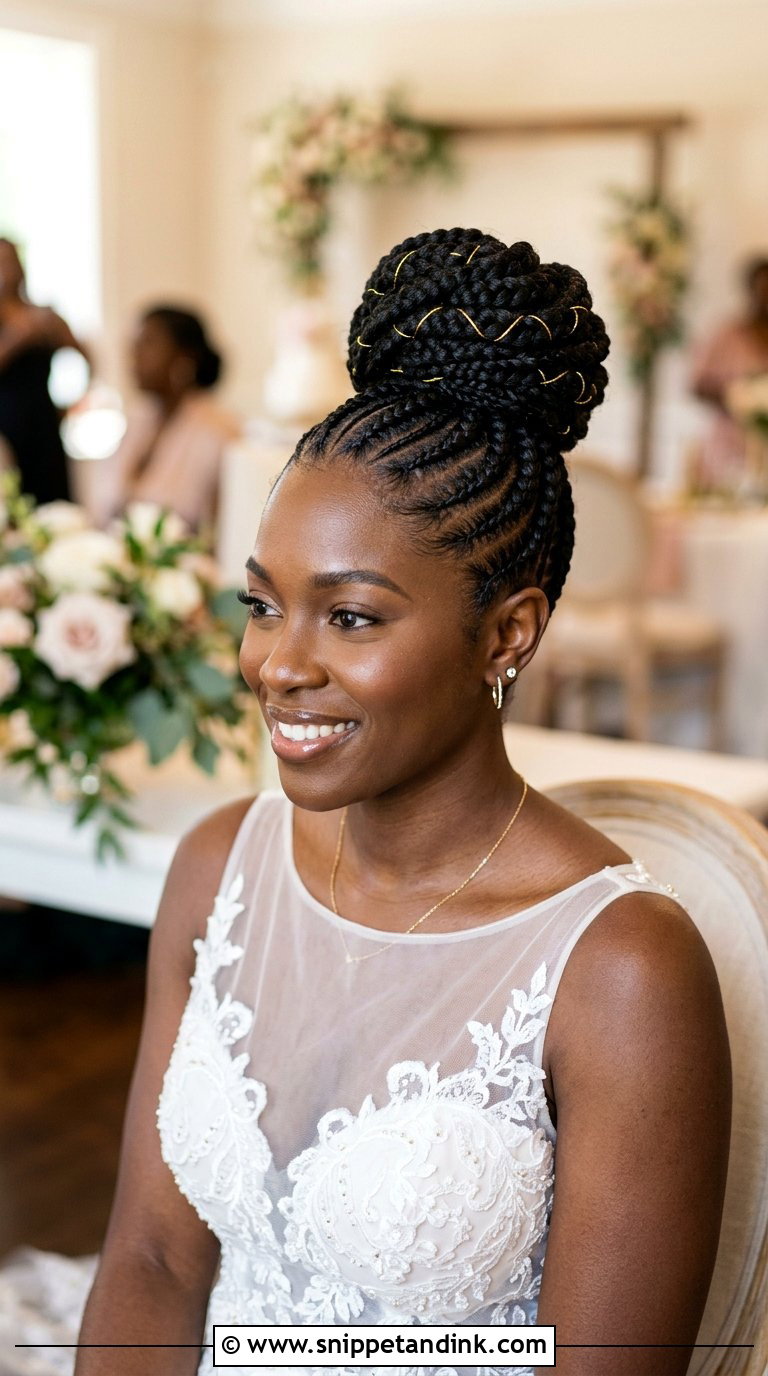 Cornrows Into High Bun - Snippet and Ink - 20 Black Wedding Hair Ideas