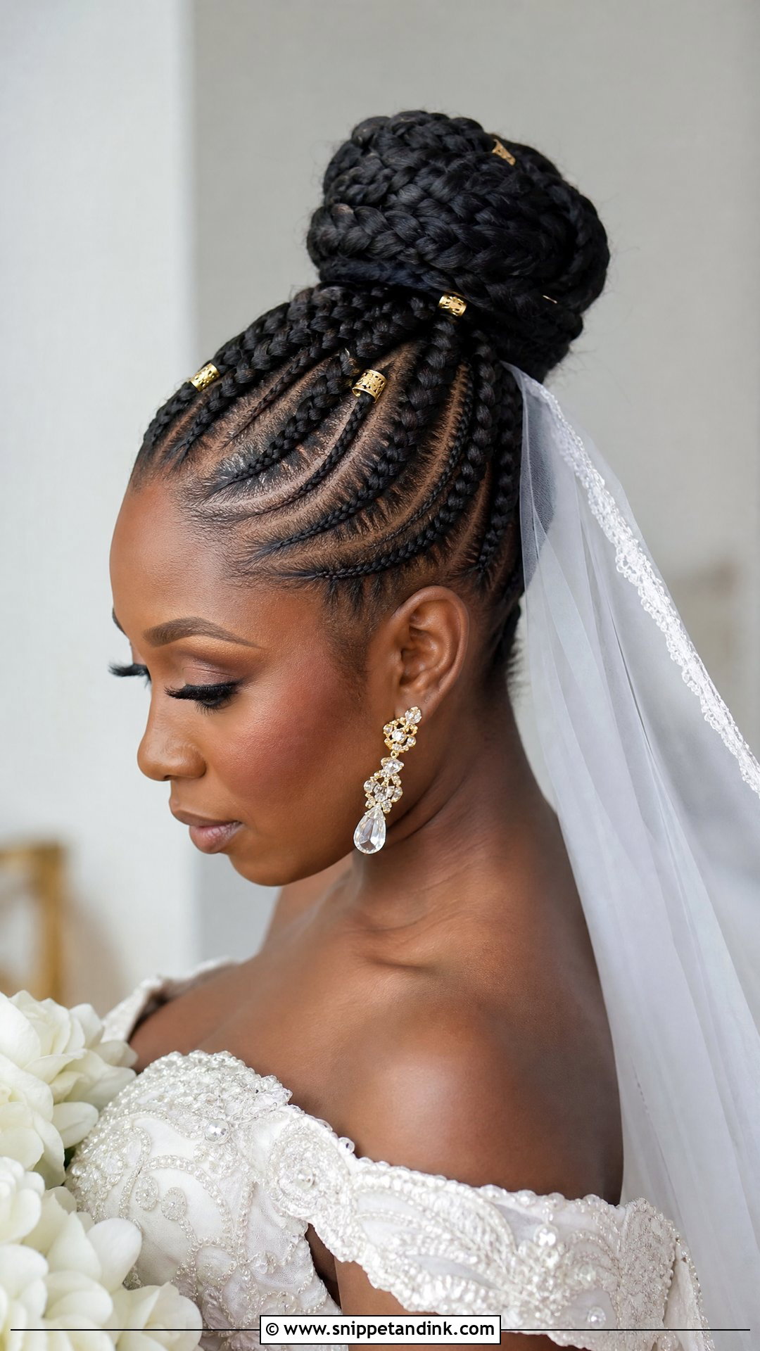 Cornrows Into a Braided Bun - Snippet and Ink - 20 Black Bridal Hair Ideas
