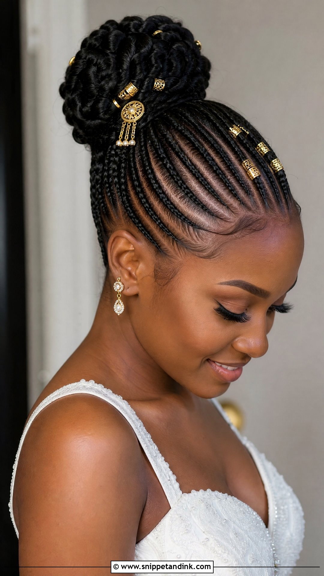 Cornrows Updo for Black Wedding - Snippet and Ink - 20 Natural Wedding Hairstyles Black Bride