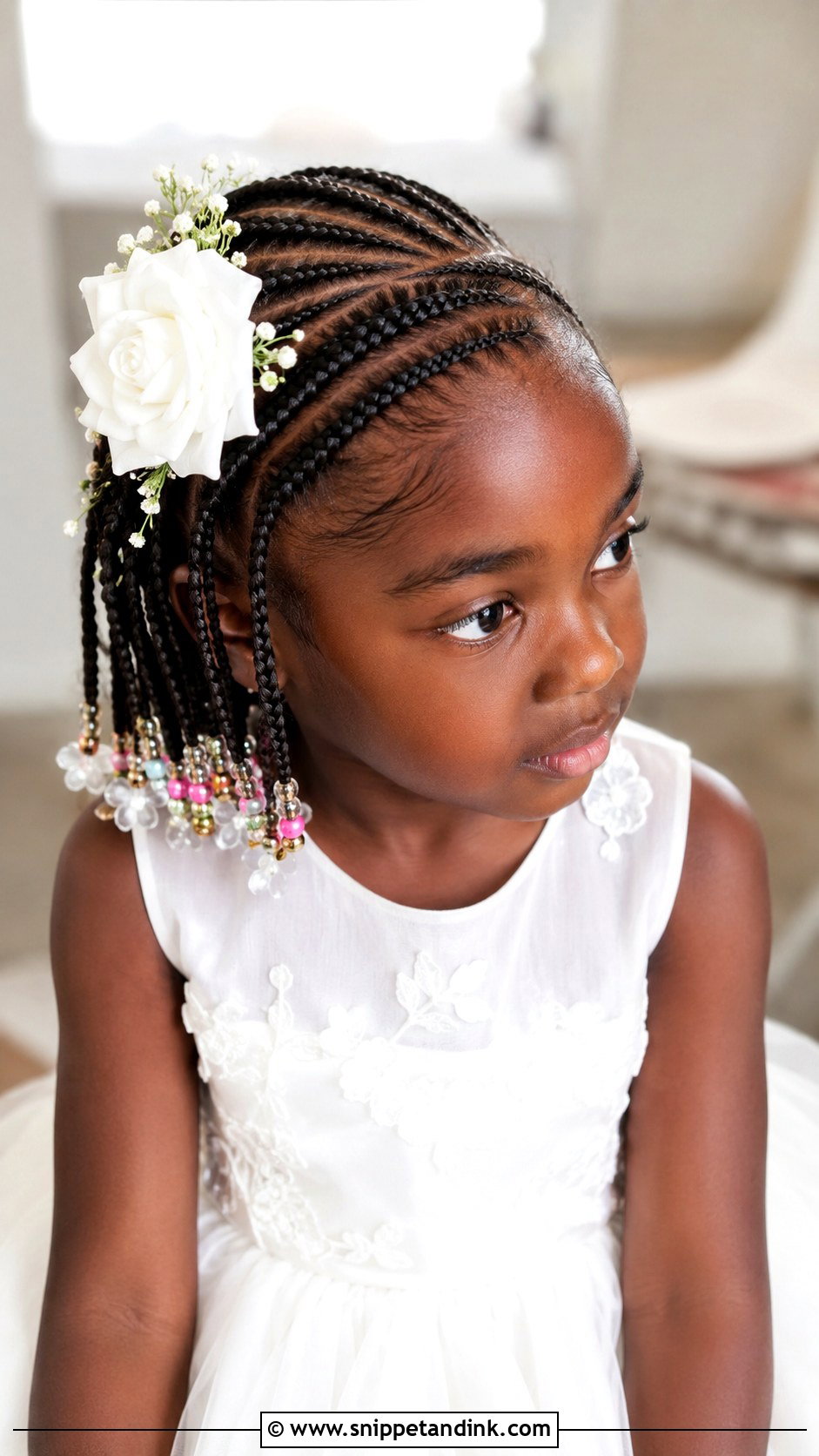 Cornrows With Beads - Snippet and Ink - 30 Kids Wedding Hair Ideas