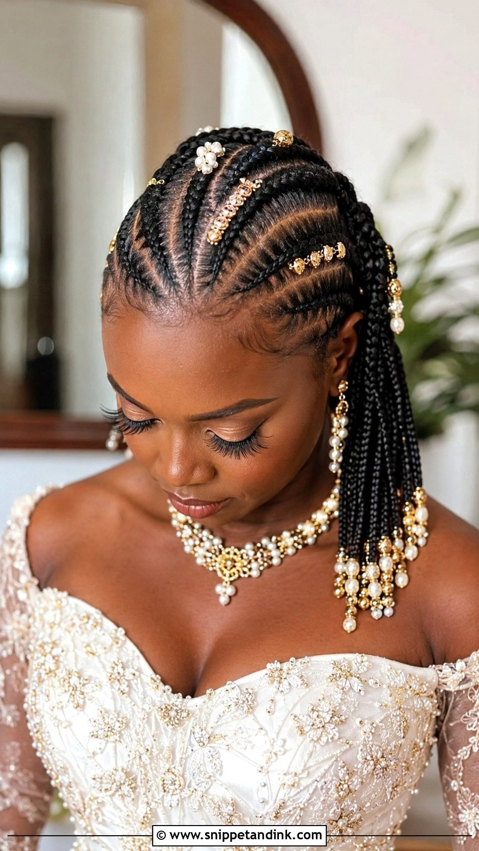 Cornrows With Beads Wedding Style - Snippet and Ink - 25 Bridal Hair Black Women Ideas