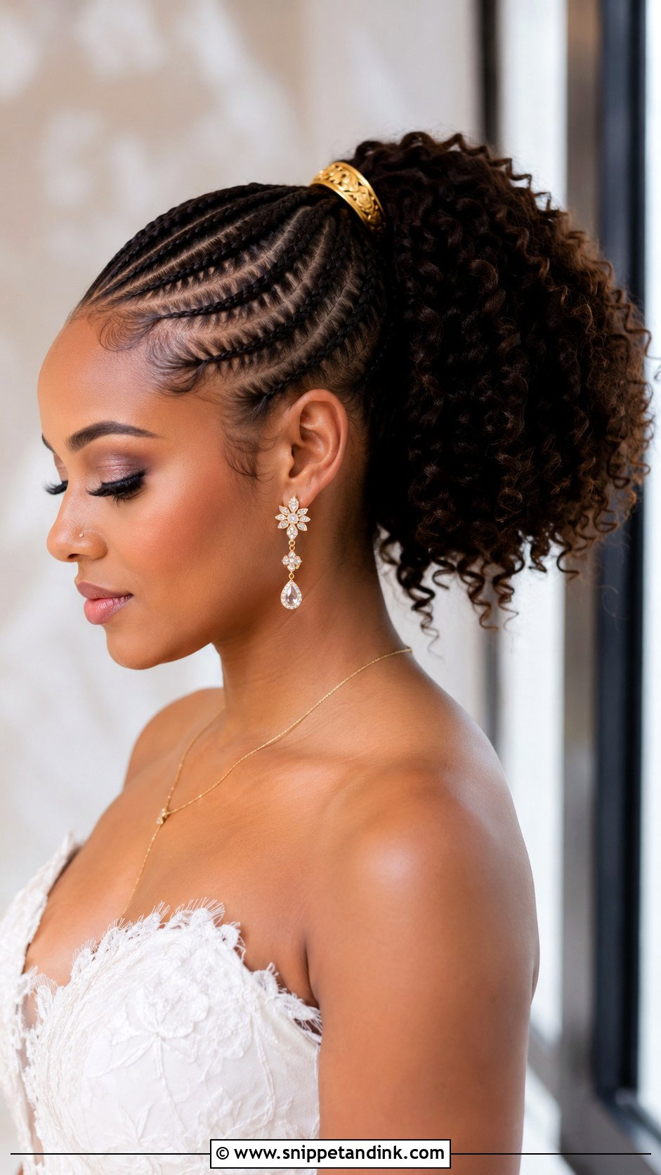 Cornrows With Curly Ponytail - Snippet and Ink - 20 African Bridal Hairstyles Natural Hair Brides