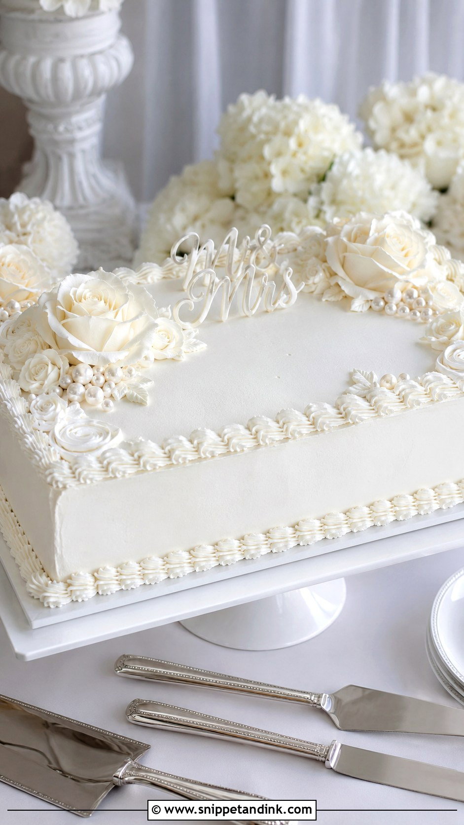 Costco Wedding Sheet Cake With All White Decor - Snippet and Ink - 20 Costco Wedding Sheet Cake Ideas
