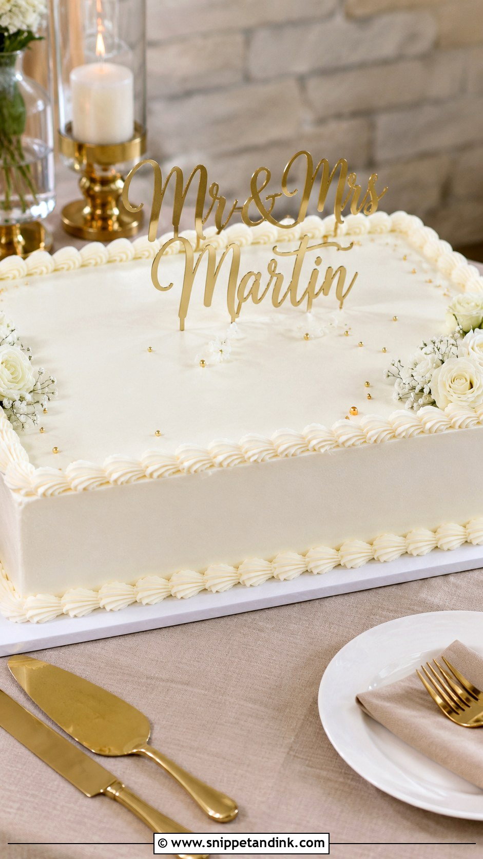 Costco Wedding Sheet Cake With Gold Topper - Snippet and Ink - 20 Costco Wedding Sheet Cake Ideas