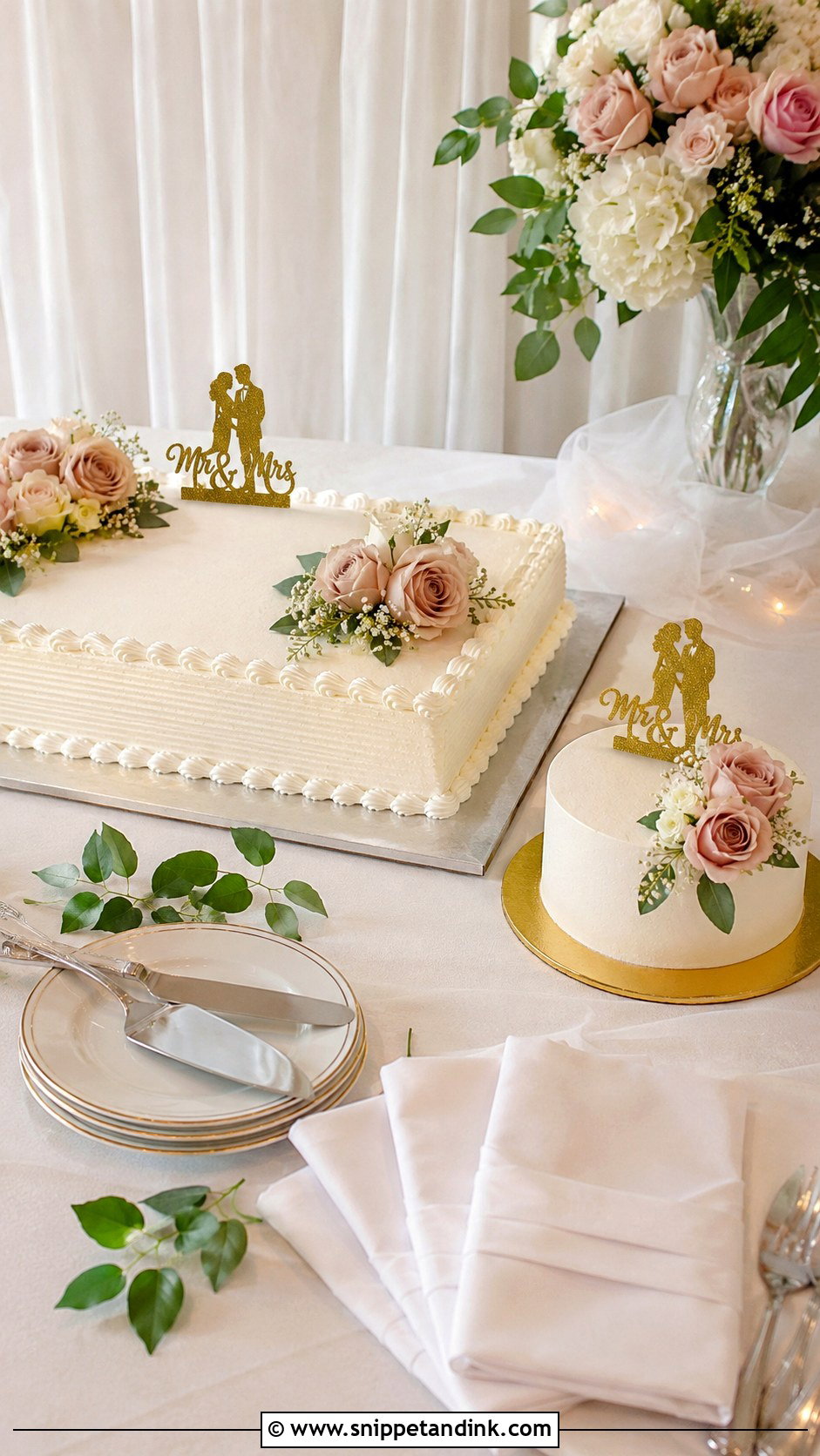 Costco Wedding Sheet Cake With Mini Cutting Cake - Snippet and Ink - 20 Costco Wedding Sheet Cake Ideas