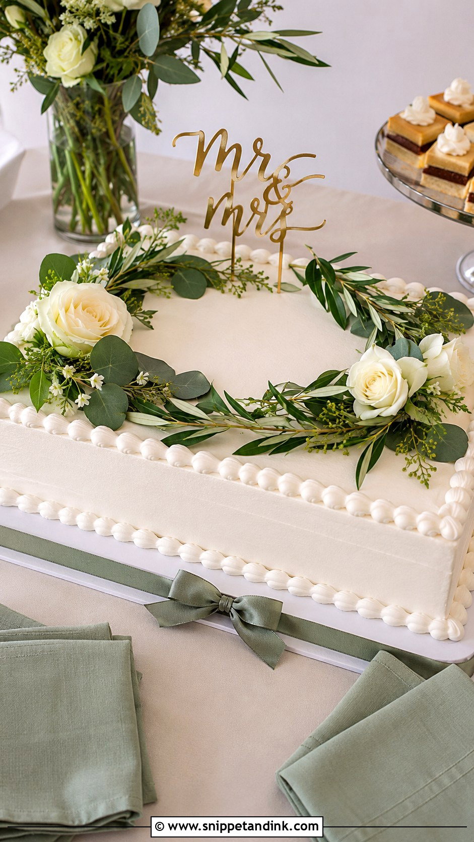 Costco Wedding Sheet Cake With Sage Green Theme - Snippet and Ink - 20 Costco Wedding Sheet Cake Ideas