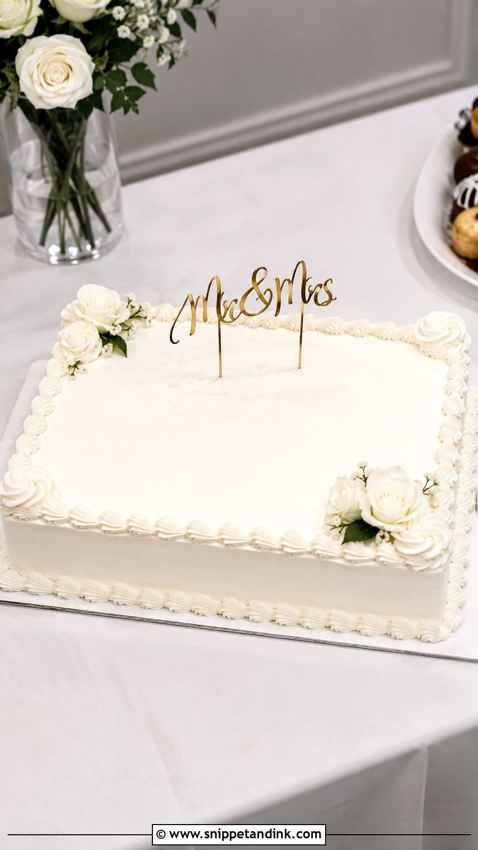 Costco Wedding Sheet Cake With Simple Piping - Snippet and Ink - 20 Costco Wedding Sheet Cake Ideas