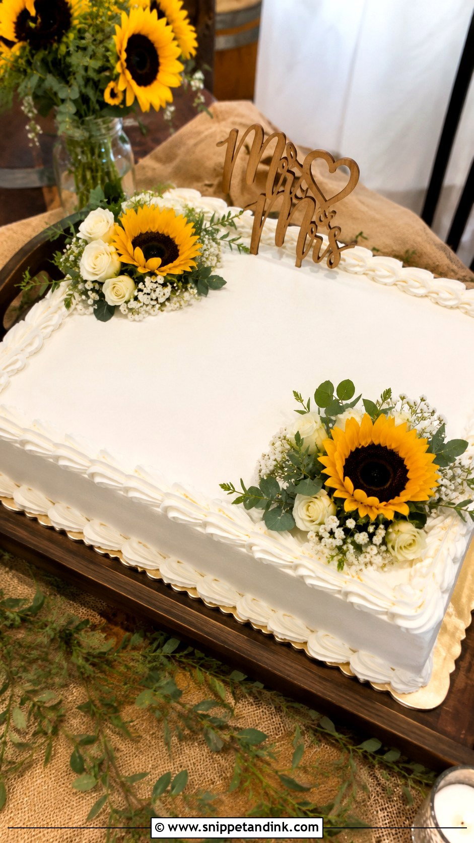 Costco Wedding Sheet Cake With Sunflower Decor - Snippet and Ink - 20 Costco Wedding Sheet Cake Ideas