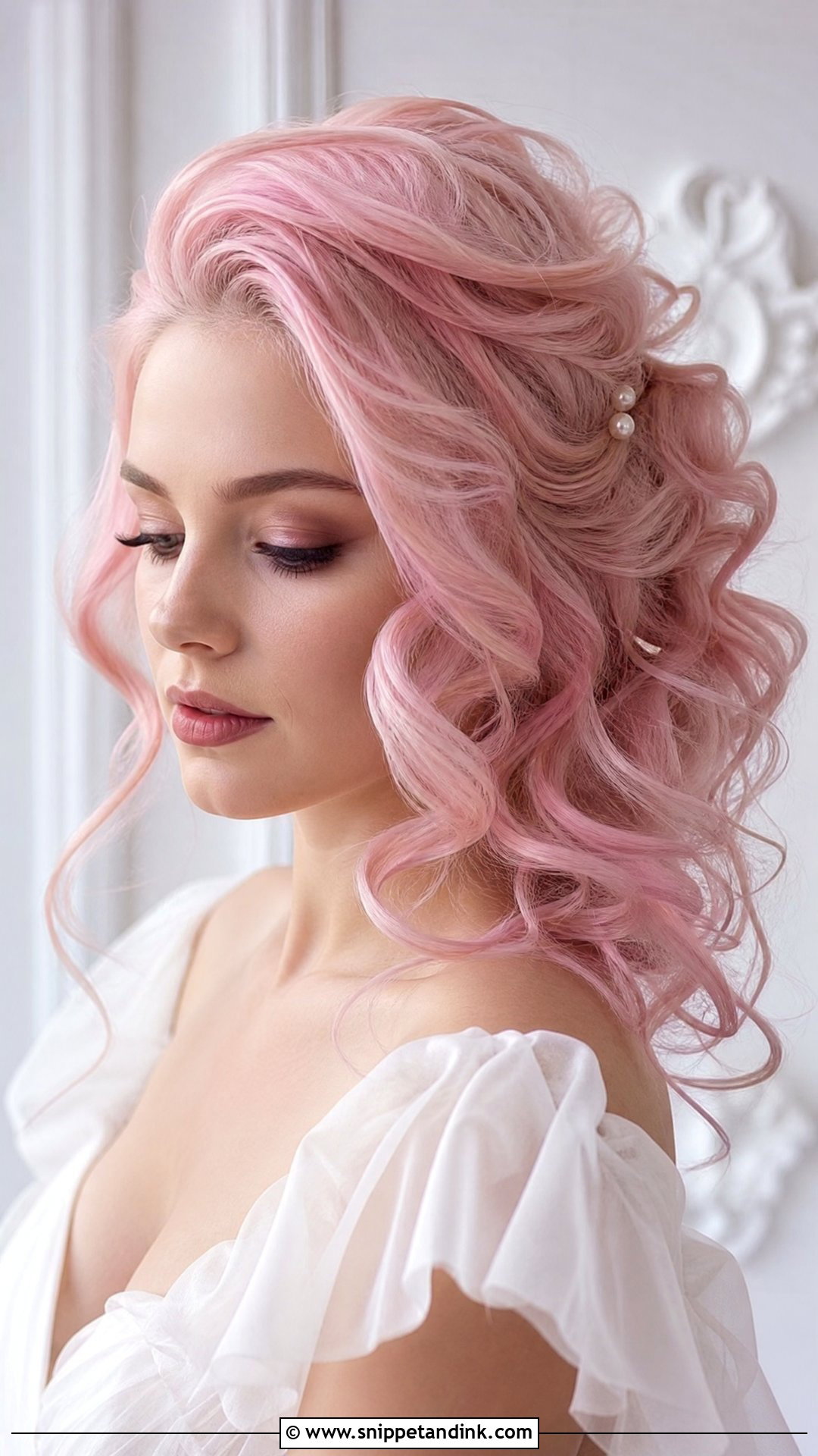 Cotton Candy Pink Curls - Snippet and Ink - 20 Pink Hair Wedding Ideas
