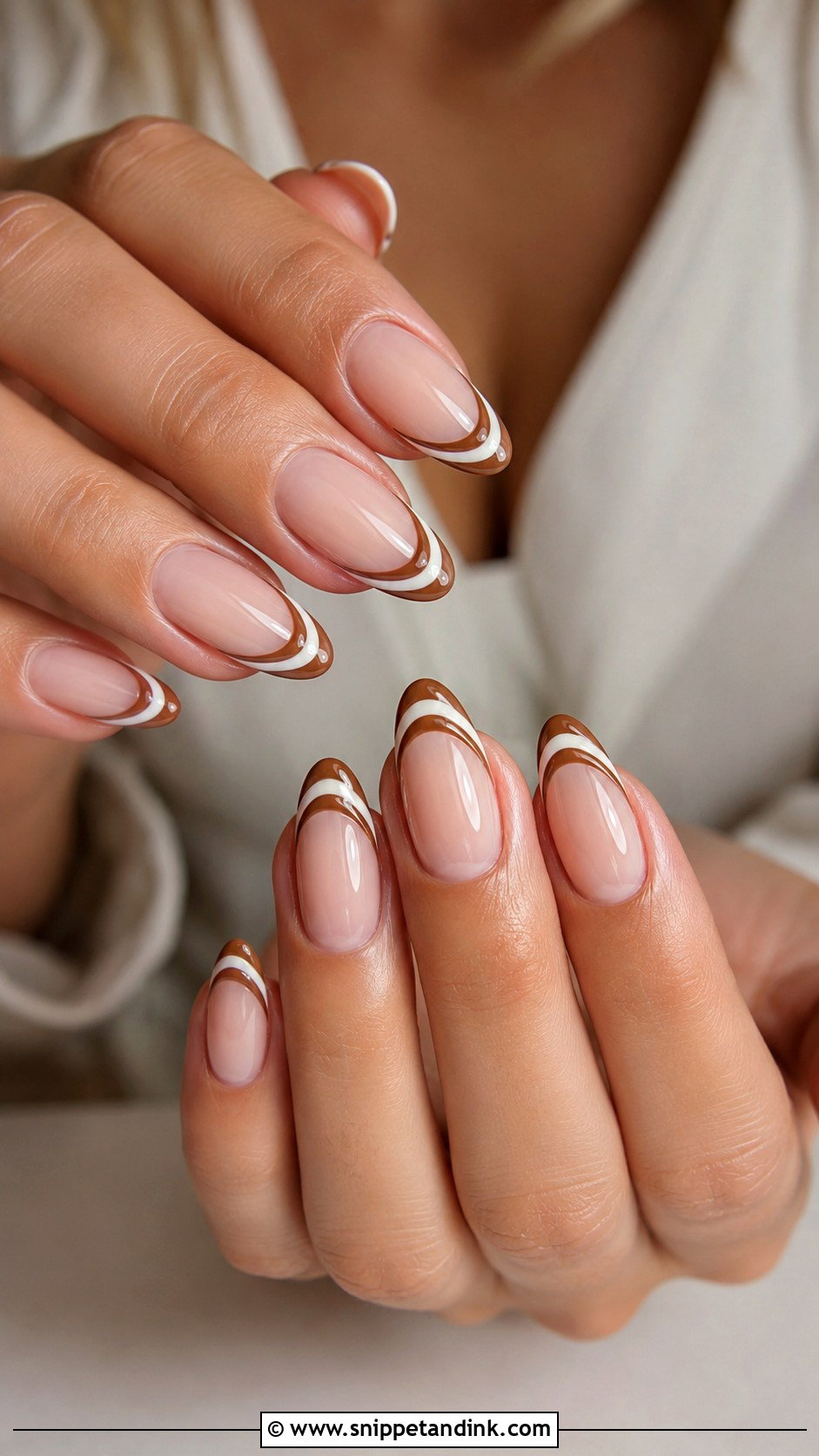 Country Wedding Nails With Brown And Cream French Tips - Snippet and Ink - 20 Country Wedding Nails