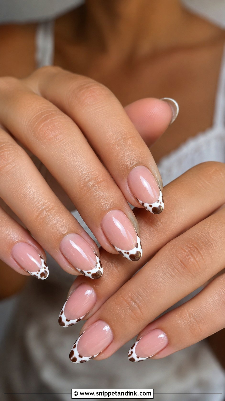 Country Wedding Nails With Cow Print French Tips - Snippet and Ink - 20 Country Wedding Nails