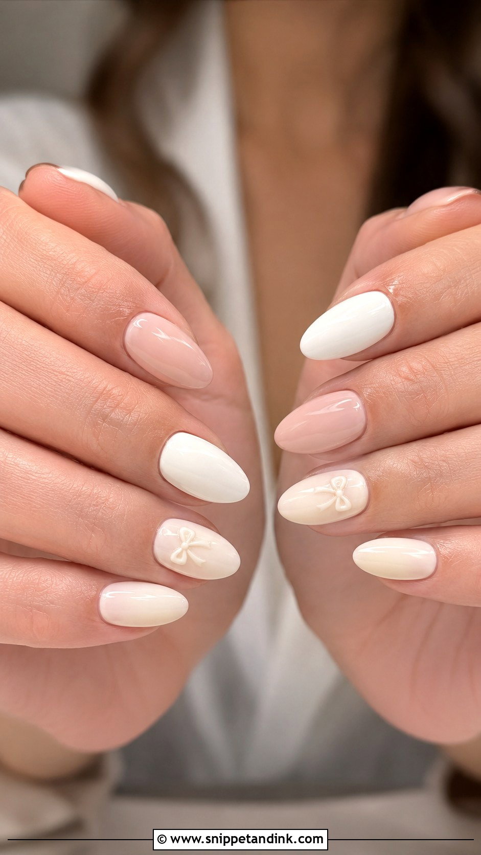 Country Wedding Nails With Ivory Bow Details - Snippet and Ink - 20 Country Wedding Nails