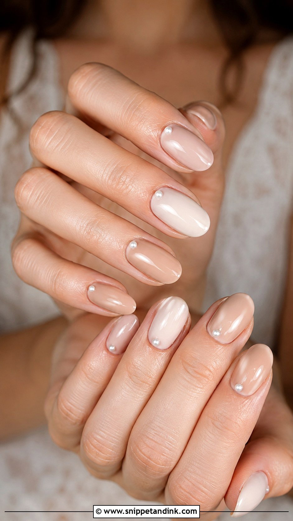 Country Wedding Nails With Nude Pearl Details - Snippet and Ink - 20 Country Wedding Nails