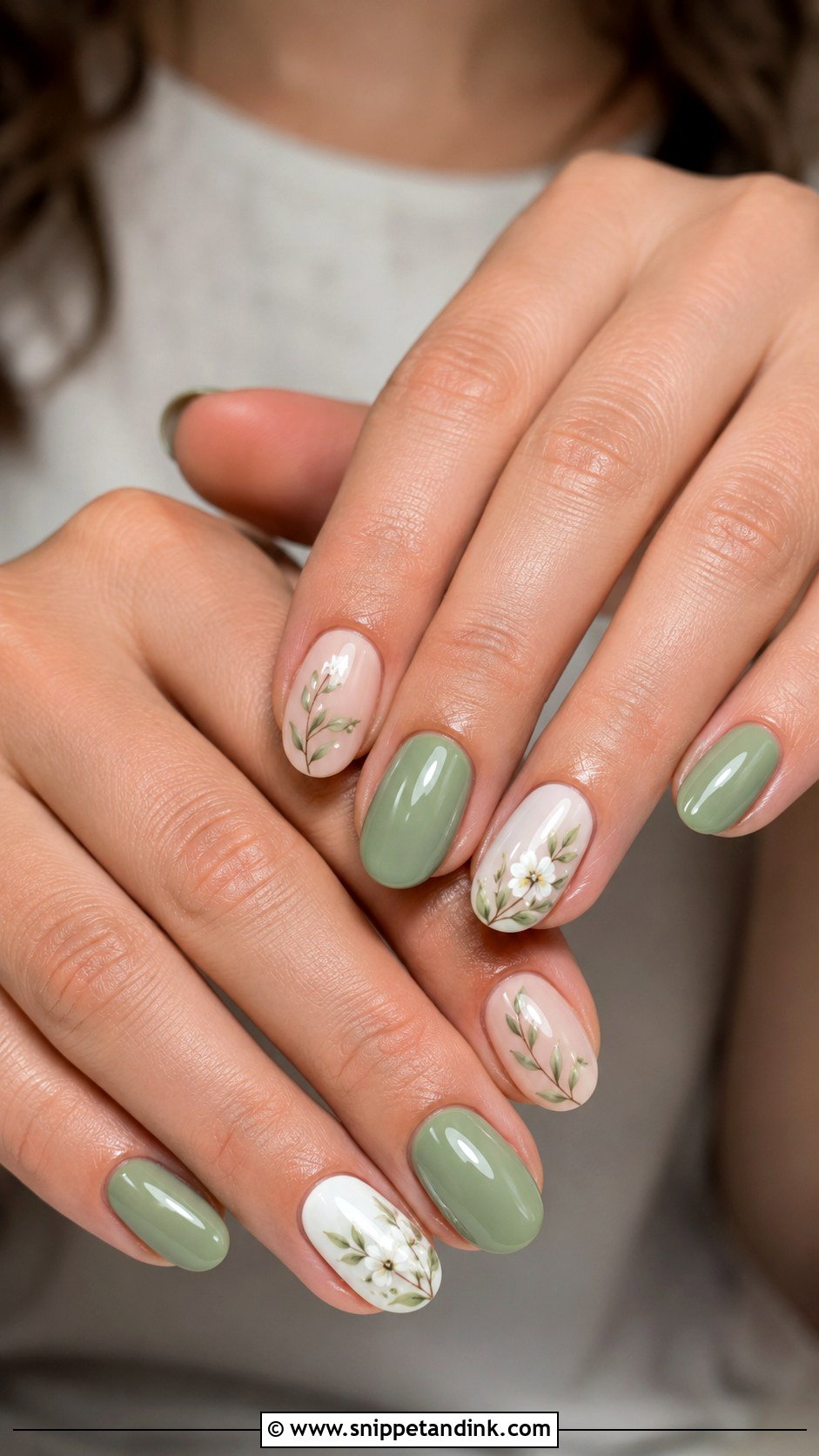 Country Wedding Nails With Sage Green Florals - Snippet and Ink - 20 Country Wedding Nails