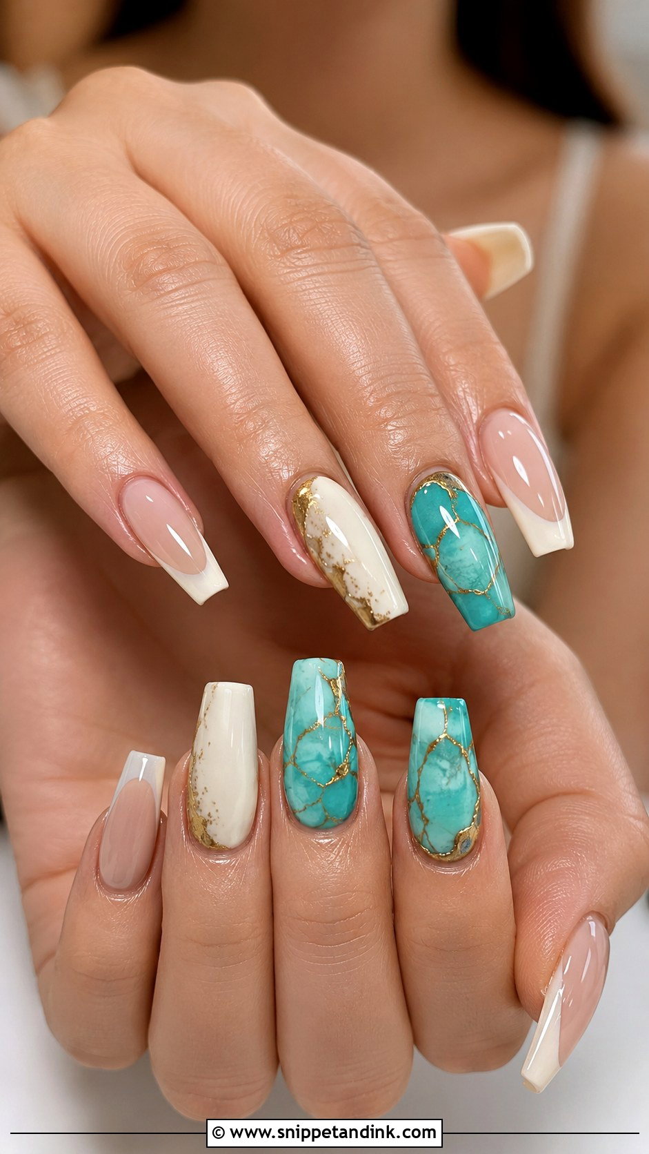 Country Wedding Nails With Turquoise Accent Nails - Snippet and Ink - 20 Country Wedding Nails