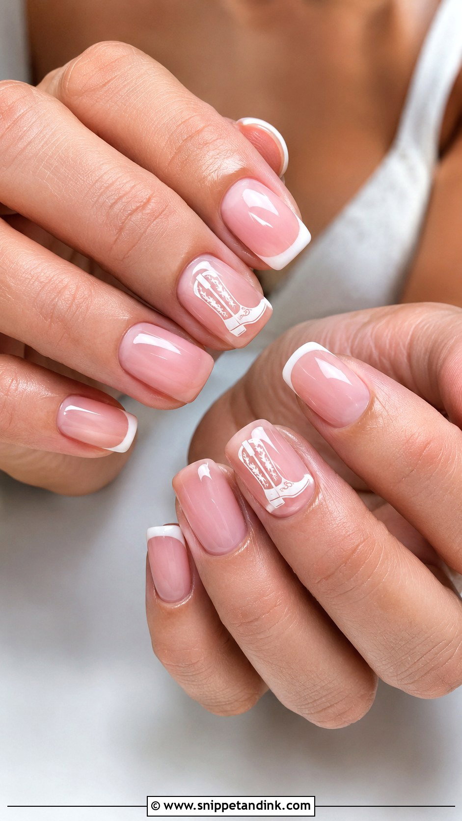 Country Wedding Nails With White Boots Accent Art - Snippet and Ink - 20 Country Wedding Nails