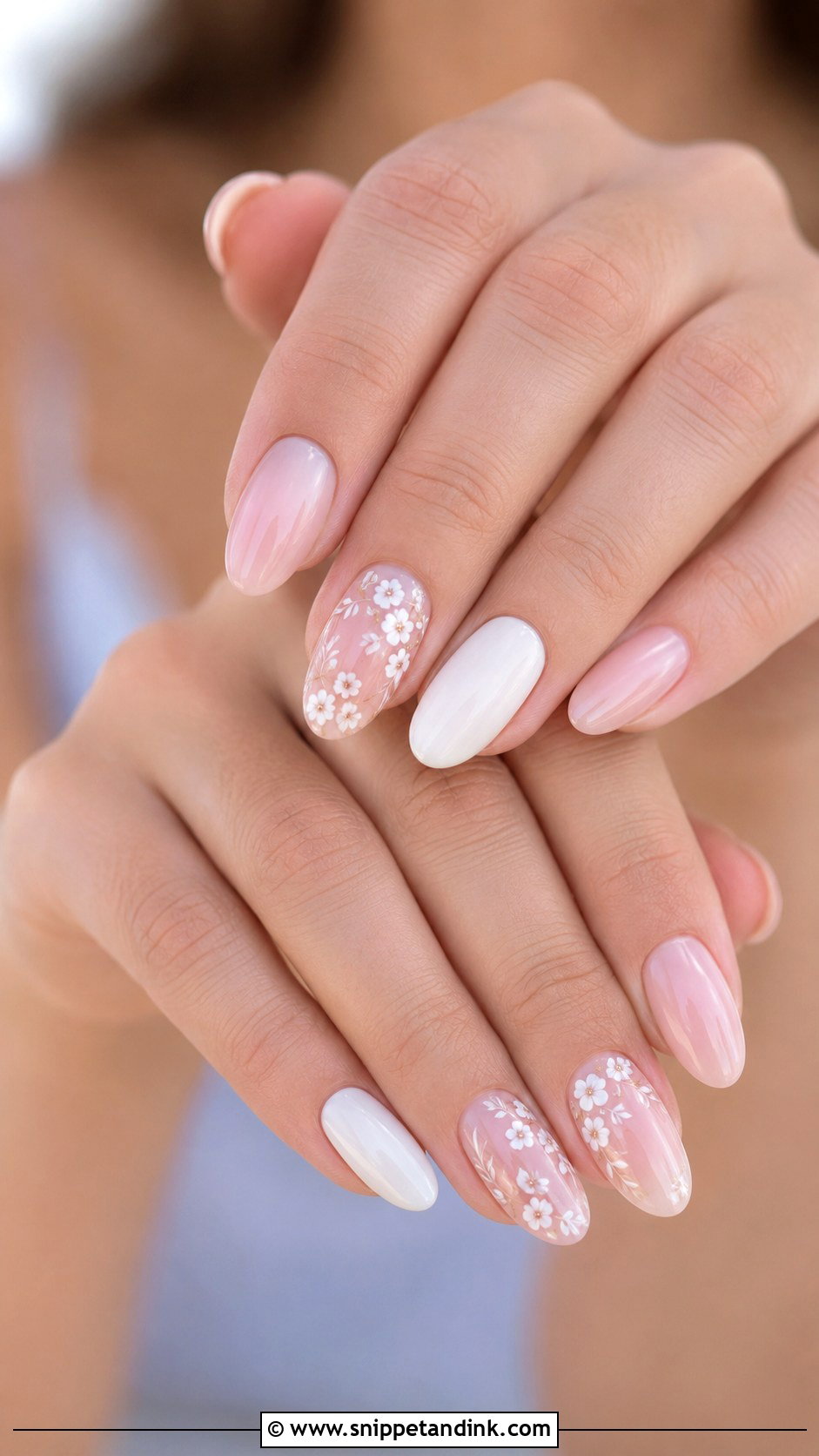 Country Wedding Nails With White Floral Art - Snippet and Ink - 20 Country Wedding Nails