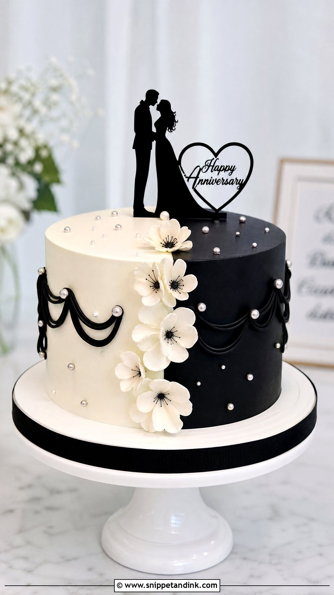 Couple Black And White Cake - Snippet and Ink - 30 Couple Cake Designs