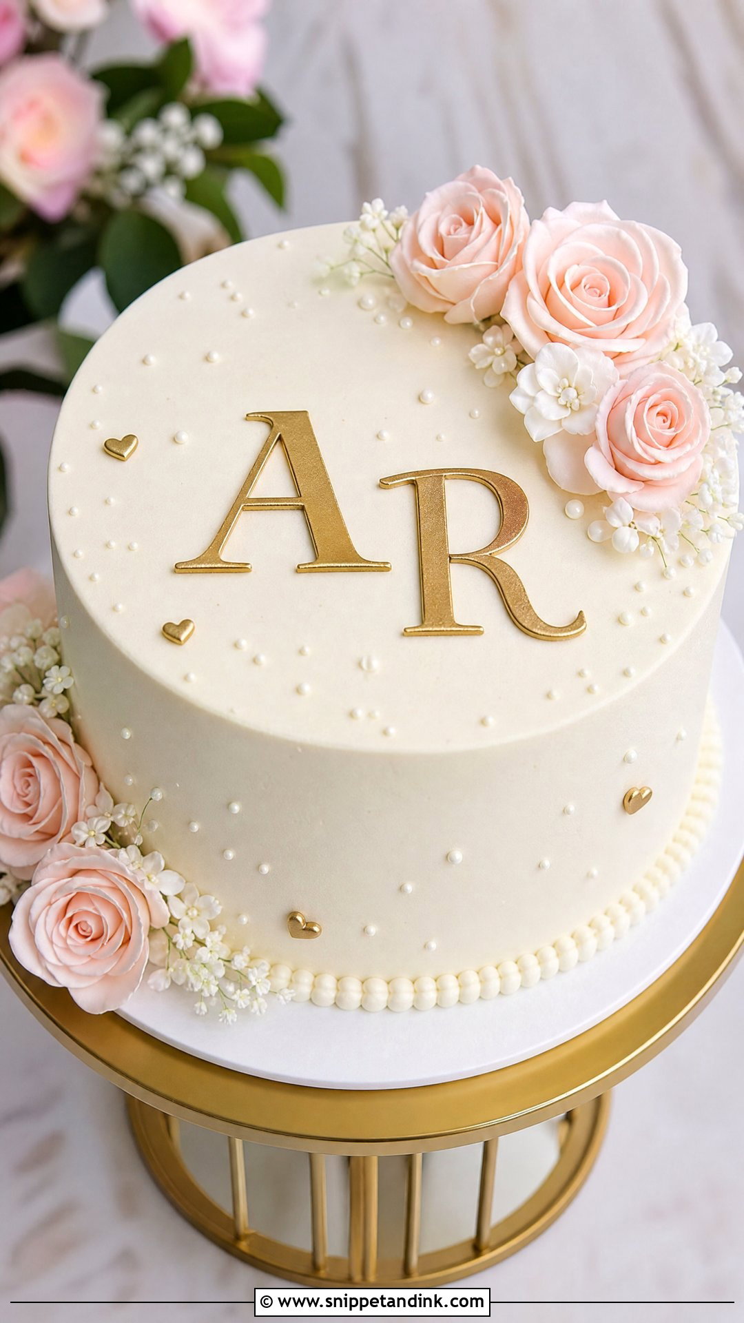 Couple Initial Cake - Snippet and Ink - 30 Couple Cake Ideas