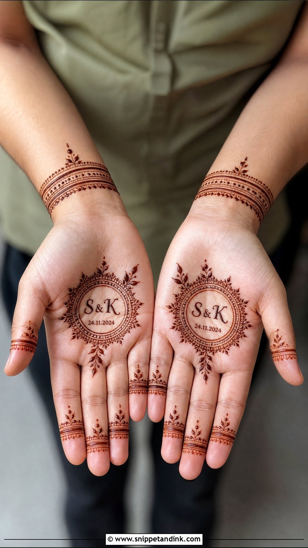 Couple Initial Groom Mehndi Design - Snippet and Ink - 20 Grooms Mehndi Design Ideas