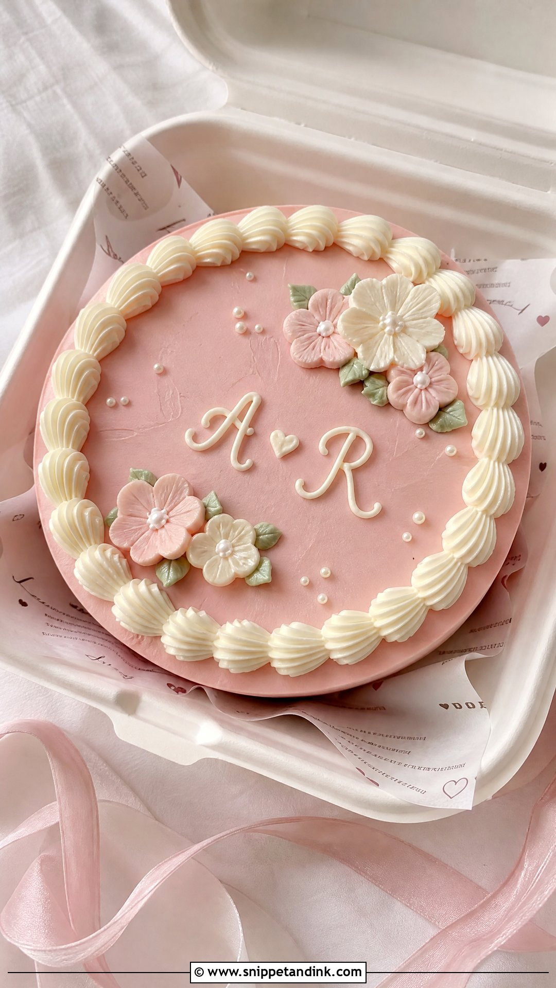 Couple Initials Anniversary Bento Cake - Snippet and Ink - 20 Wedding Anniversary Bento Cake Ideas