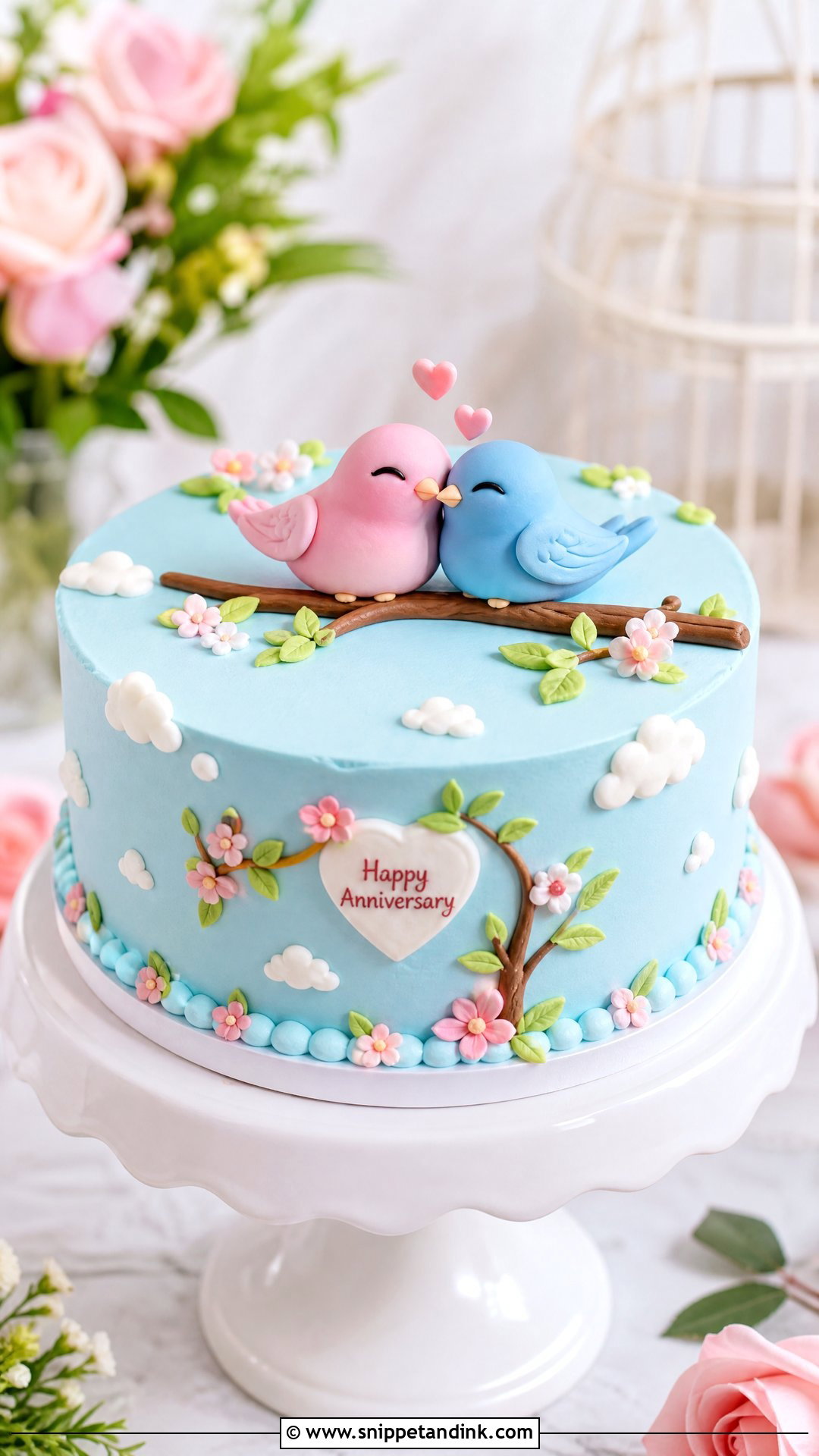 Couple Love Bird Cake - Snippet and Ink - 30 Couple Cake Designs