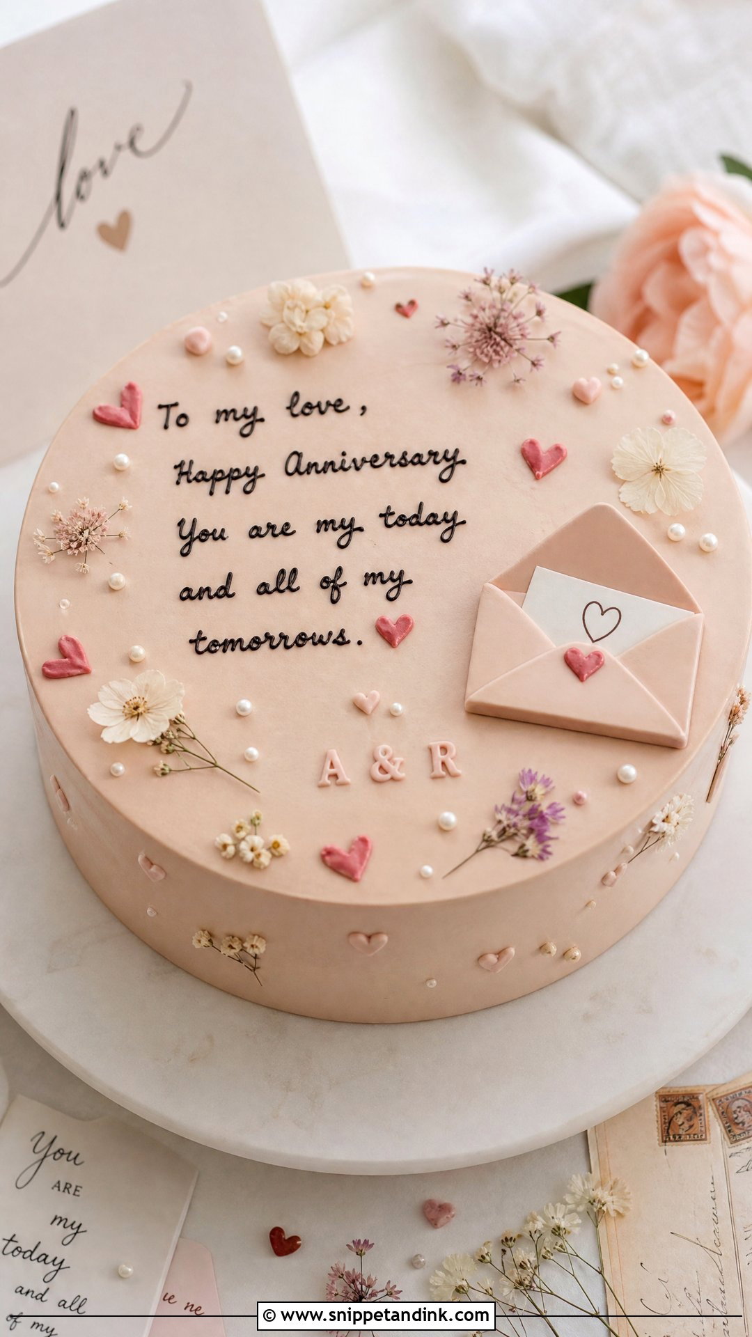 Couple Love Letter Cake - Snippet and Ink - 30 Couple Cake Ideas