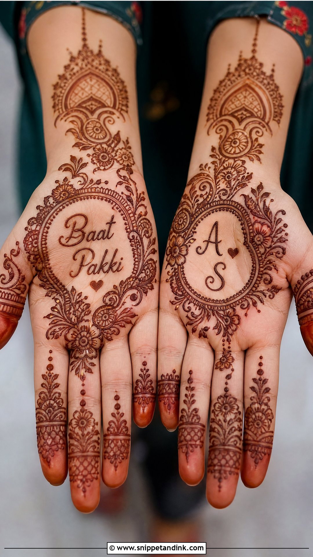 Couple Name Baat Pakki Mehndi Design - Snippet and Ink - 30 Baat Pakki Mehndi Design Ideas