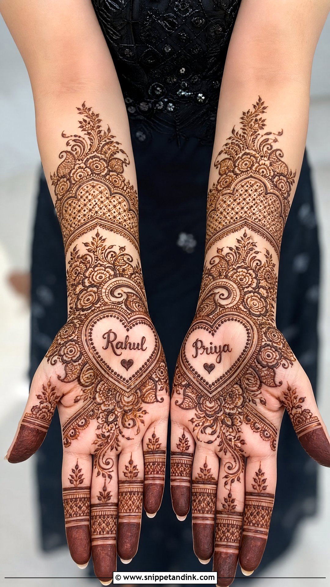 Couple Name Mehndi Design - Snippet and Ink - 25 Love Mehndi Designs