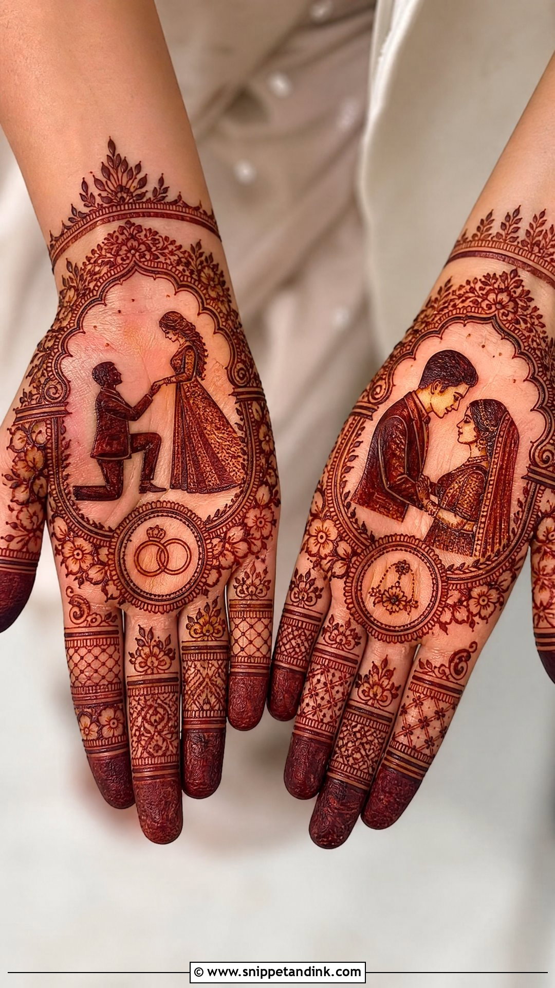 Couple Portrait Engagement Mehendi Design - Snippet and Ink - 30 Engagement Mehendi Design Hands Ideas