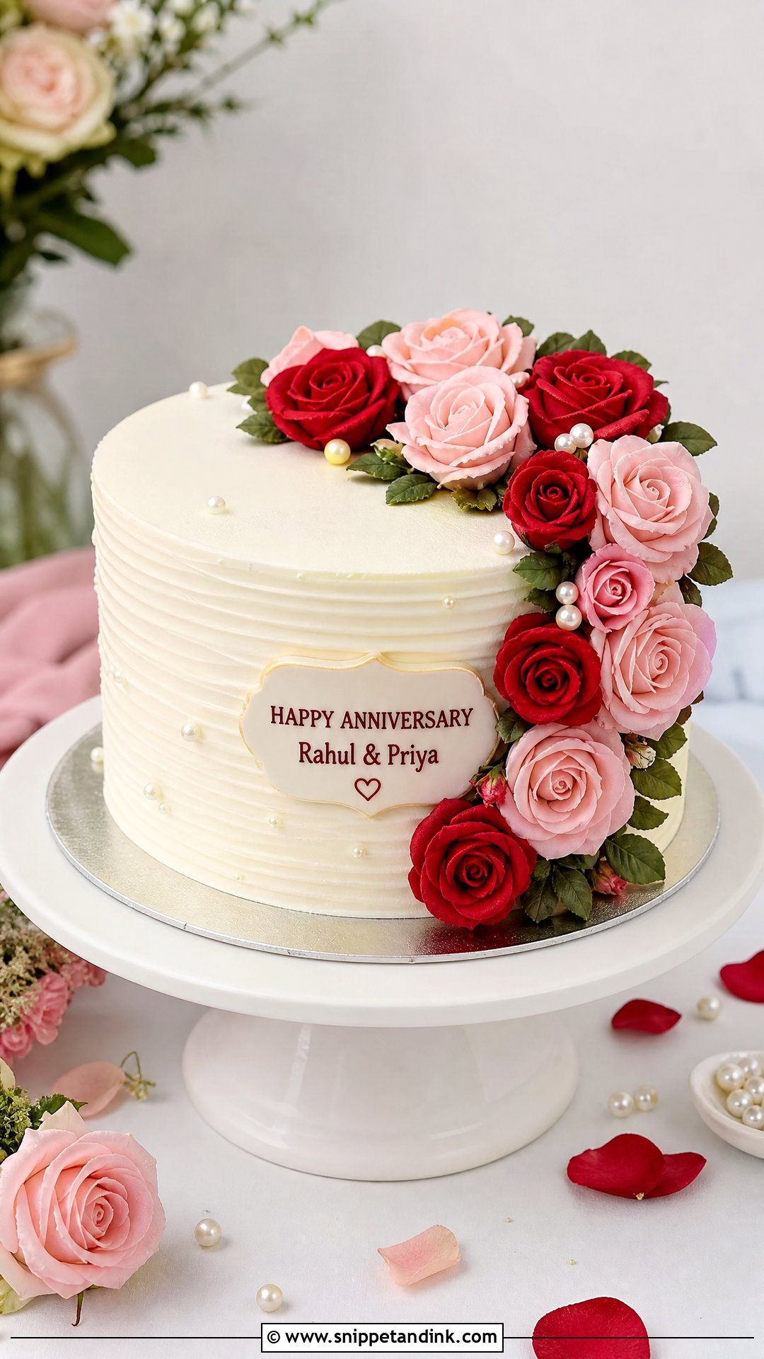 Couple Rose Cake - Snippet and Ink - 30 Couple Cake Designs