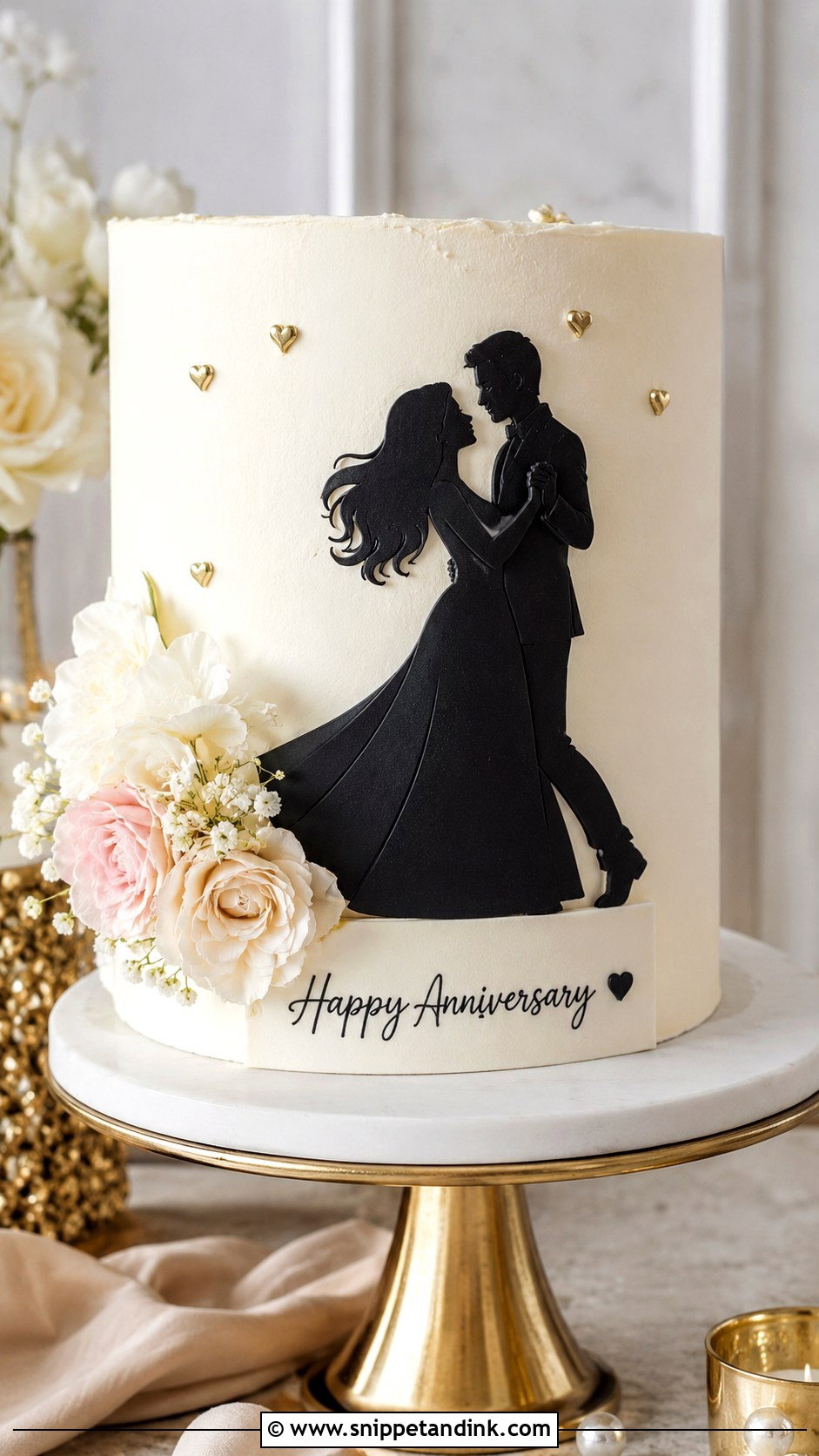 Couple Silhouette Anniversary Cake - Snippet and Ink - 20 Anniversary Couple Cake Design Ideas