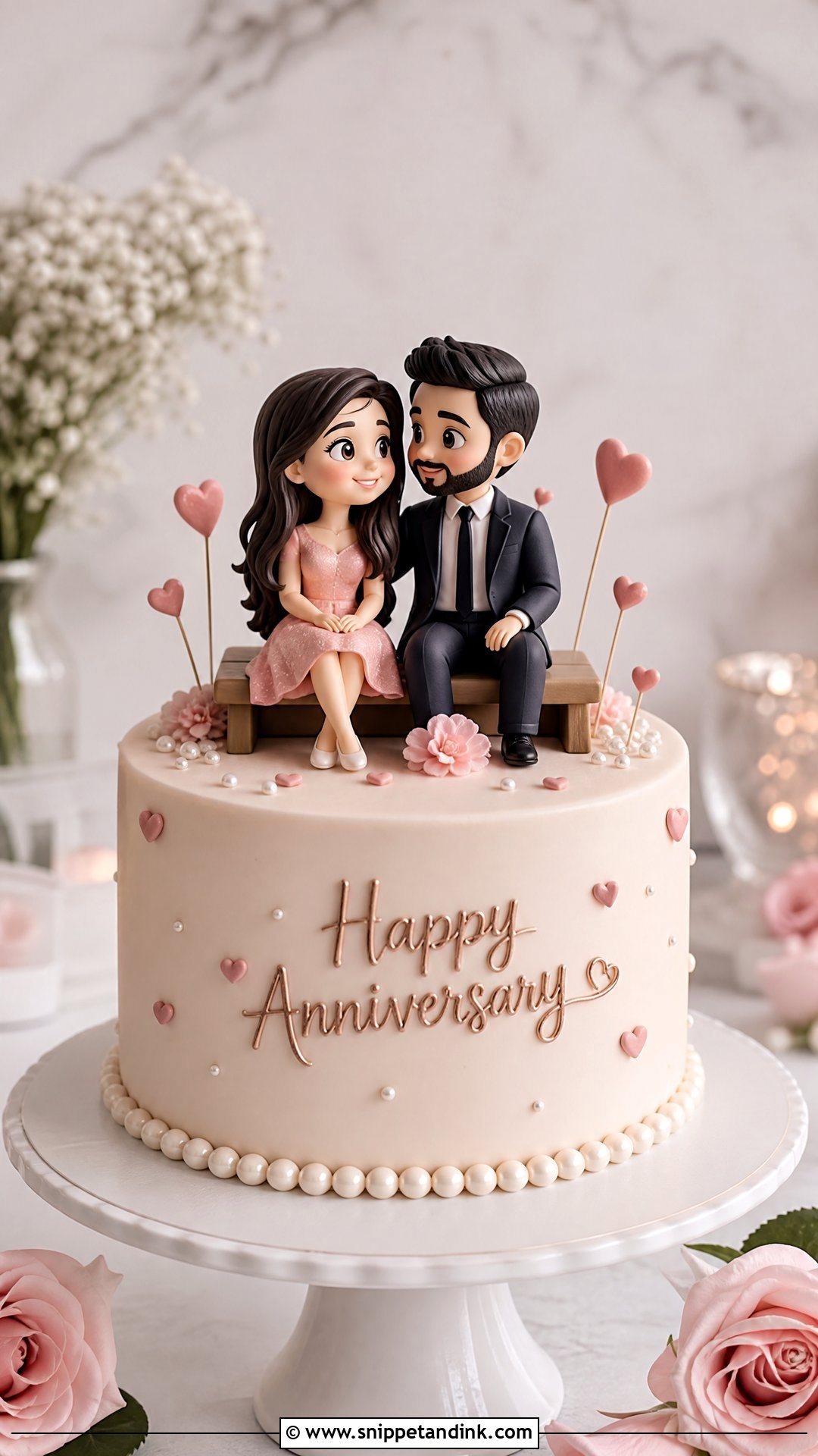 Couple Topper Anniversary Cake - Snippet and Ink - 30 Cute Anniversary Cake Ideas