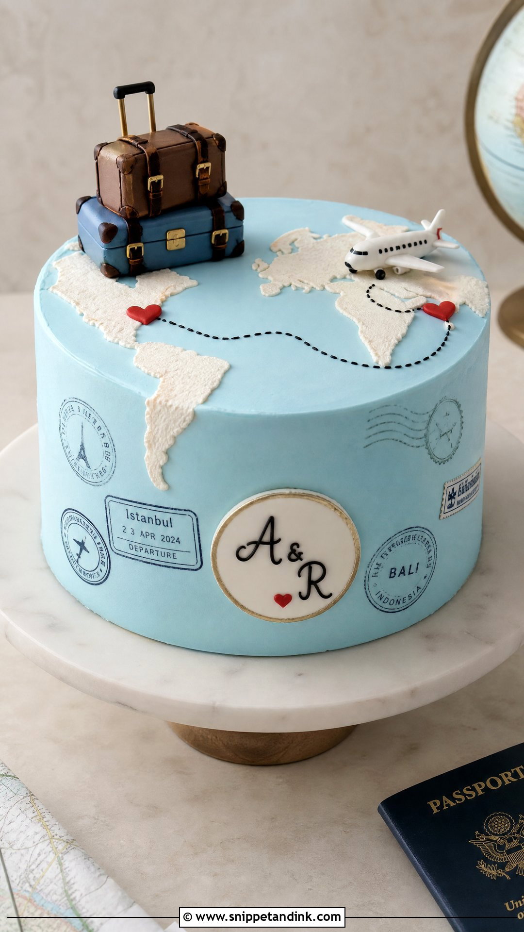 Couple Travel Cake - Snippet and Ink - 30 Couple Cake Designs