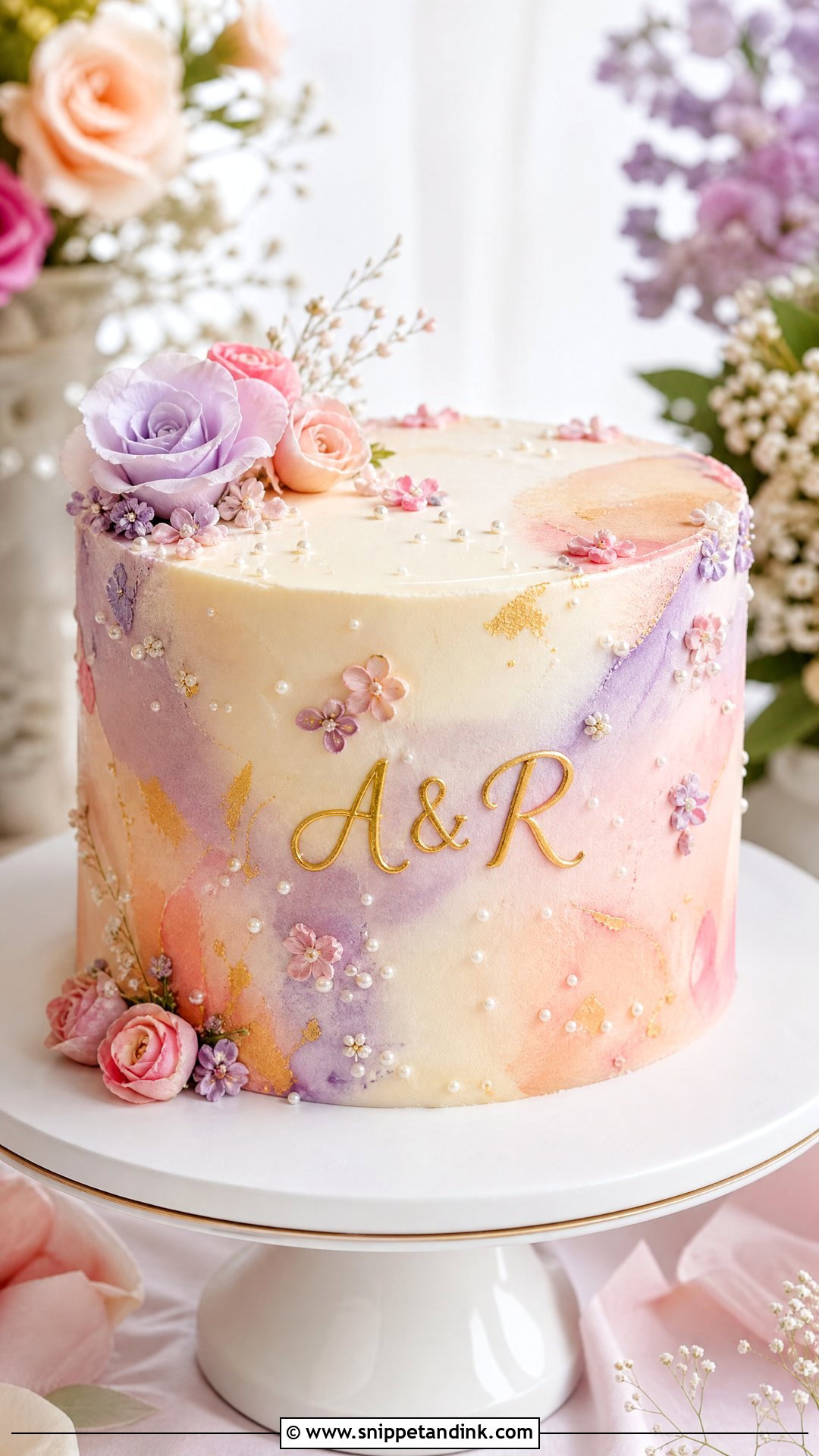 Couple Watercolor Cake - Snippet and Ink - 30 Couple Cake Designs