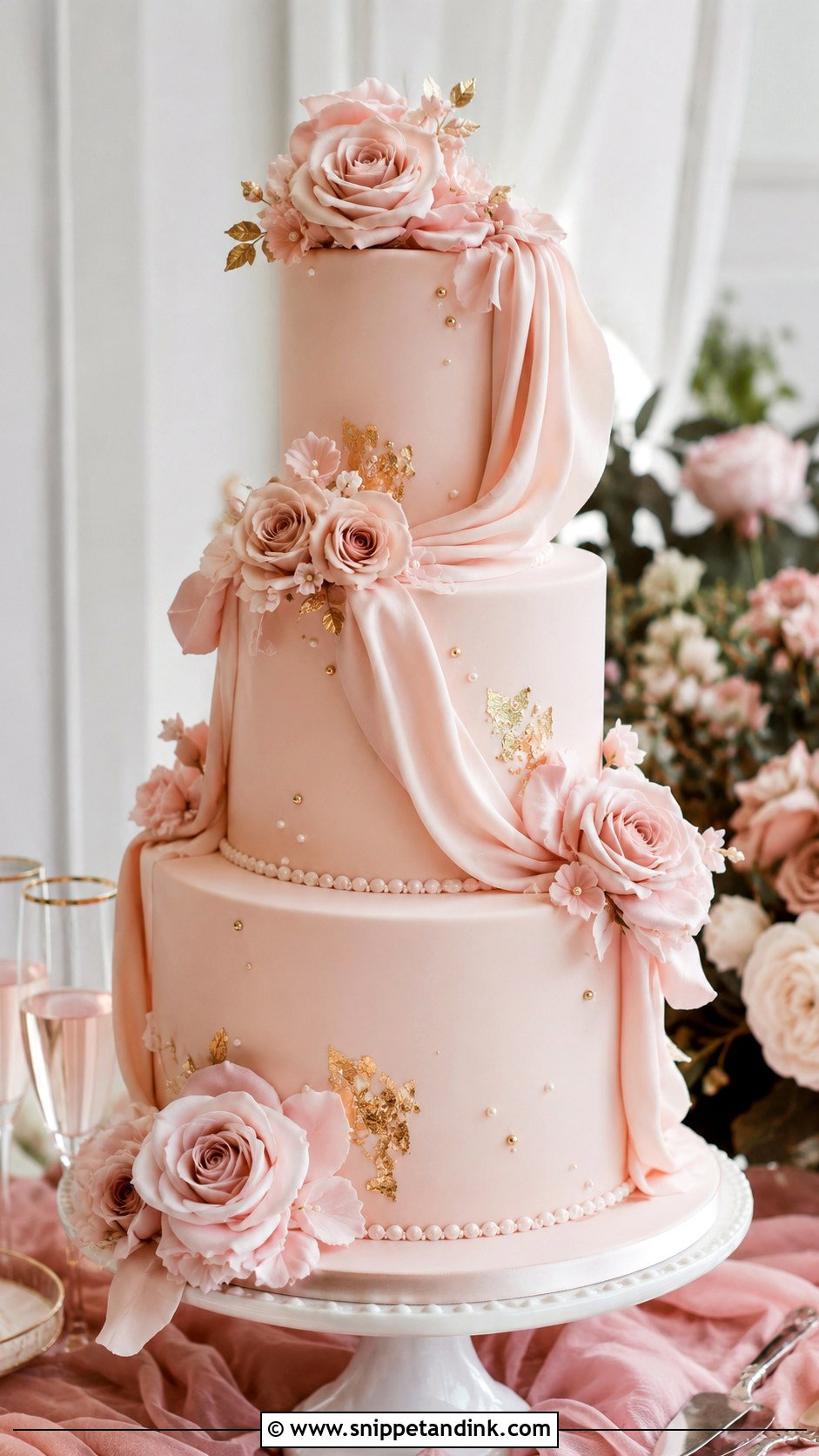 Couture Blush Wedding Cake - Snippet and Ink - 20 Couture Cakes for Wedding